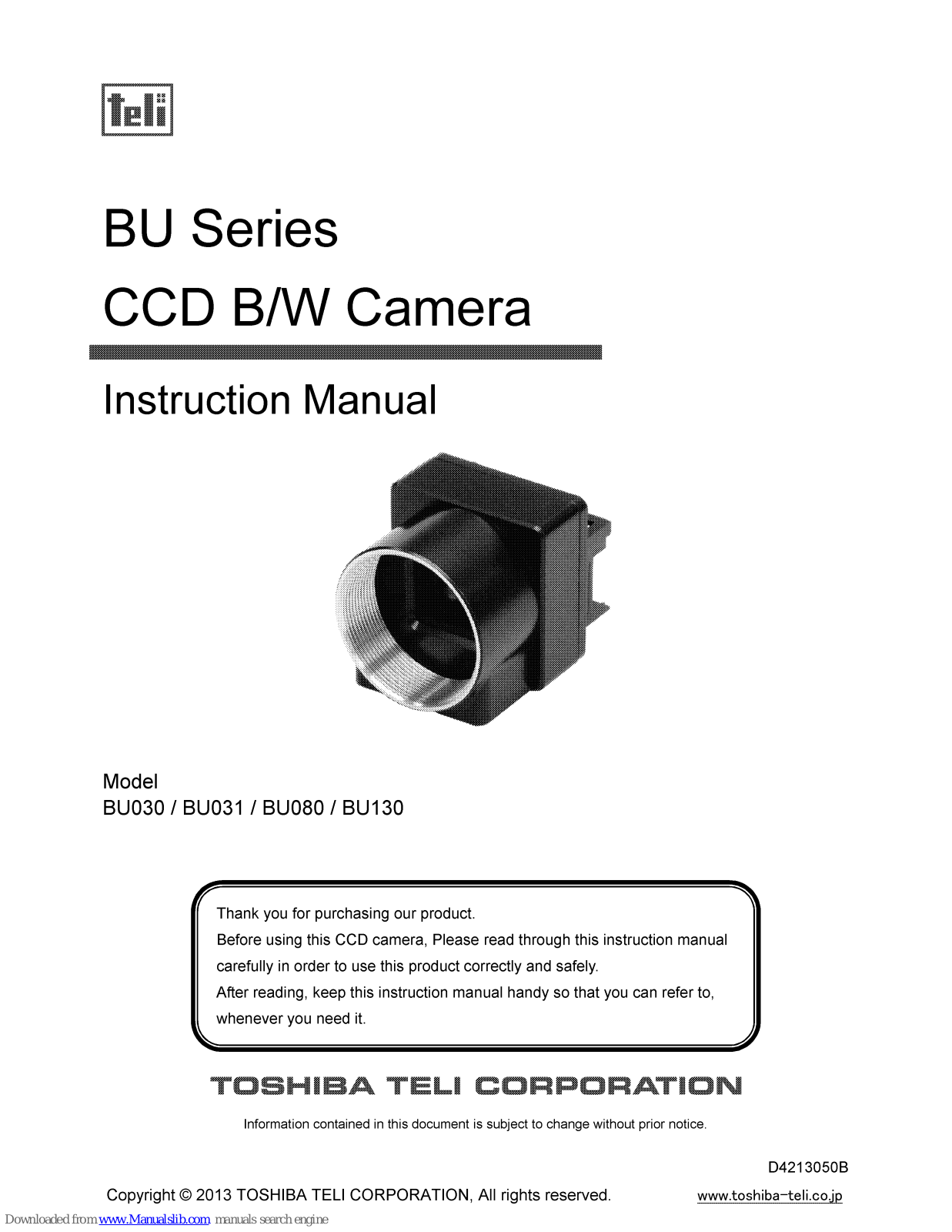 Teli BU030, BU031, BU080, BU130 Instruction Manual