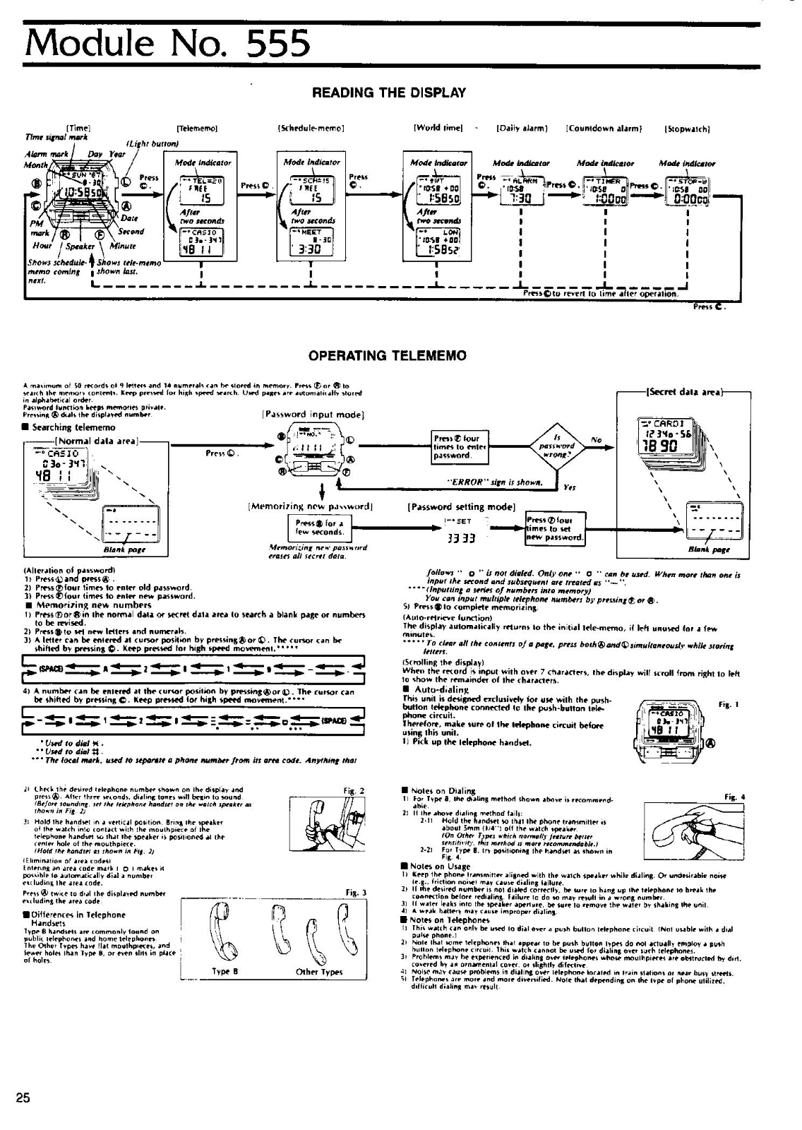Casio QW-555 Manual