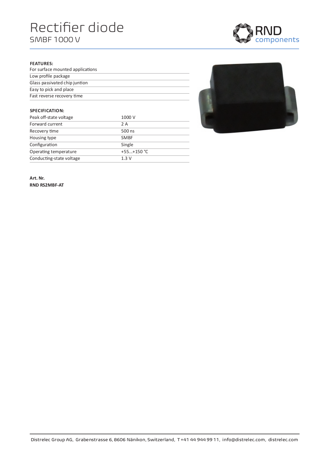 RND COMPONENTS RND RS2MBF-AT Datasheet