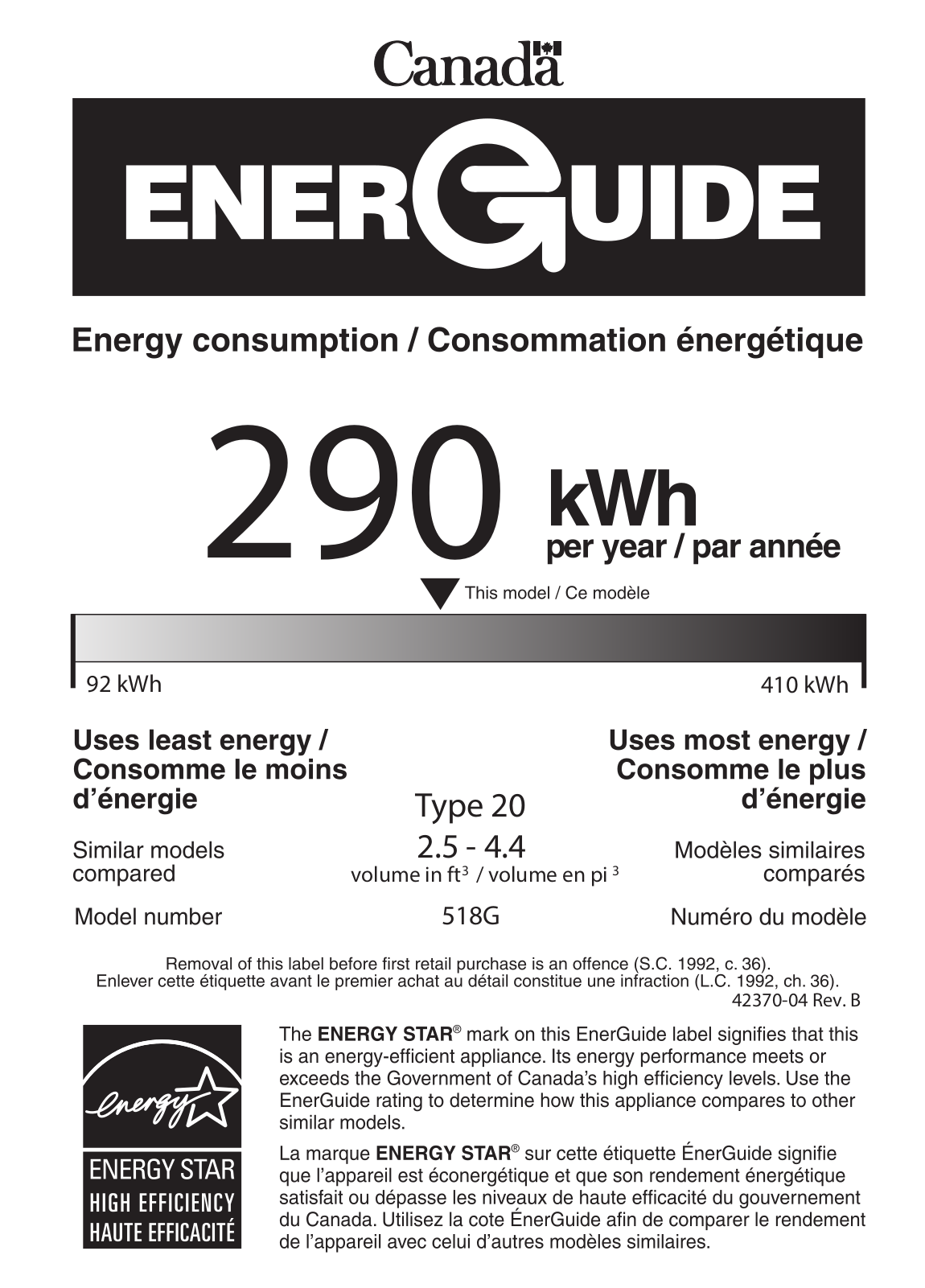 U-Line UHWC518IS01A Energy manual