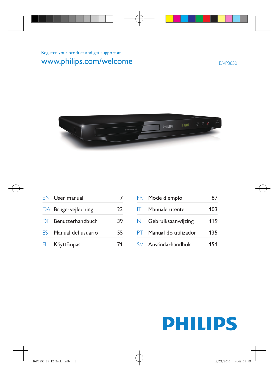 PHILIPS DVP3850 User Manual