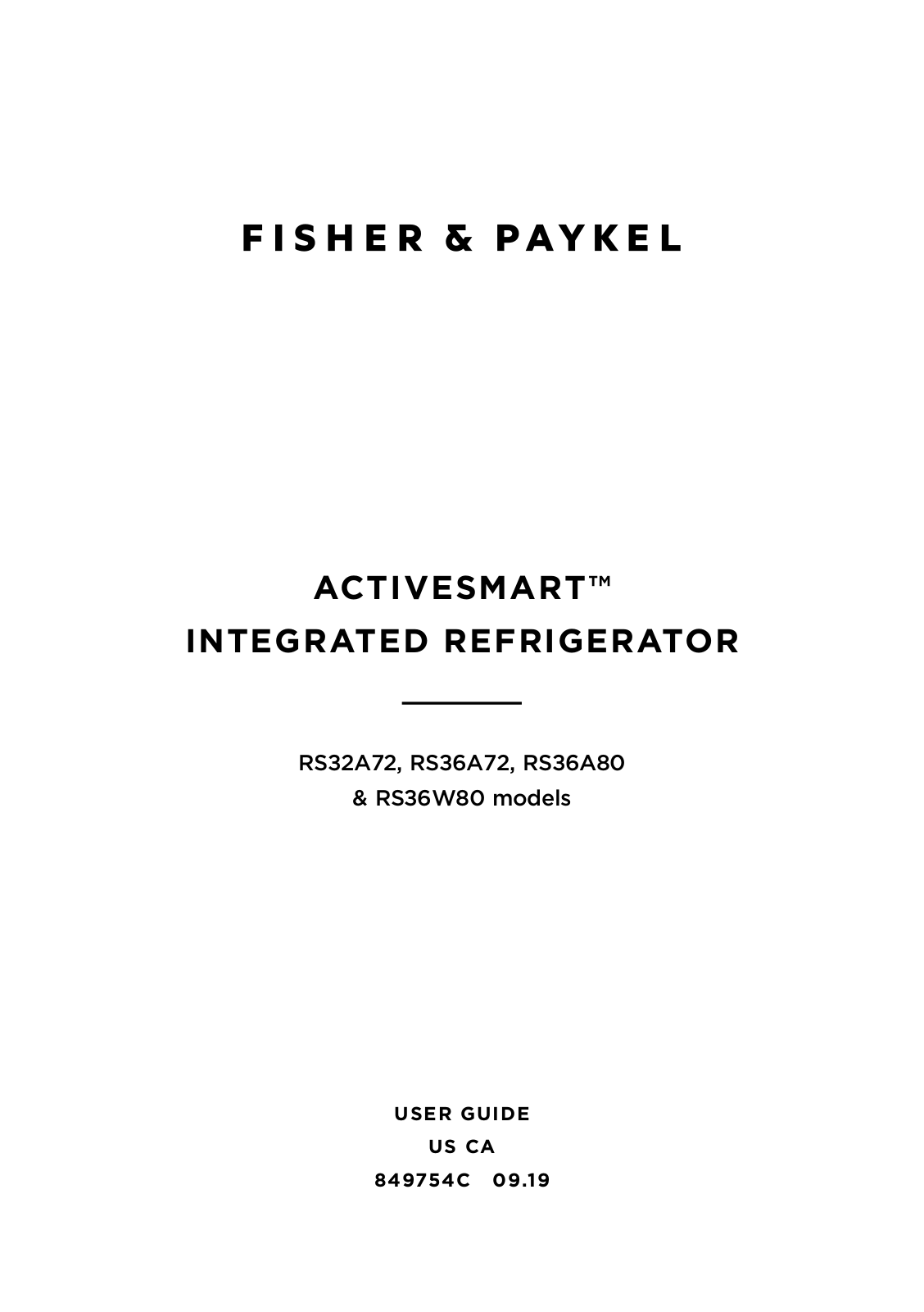 Fisher Paykel RS32A72U1, RS32A72J1 User  Guide