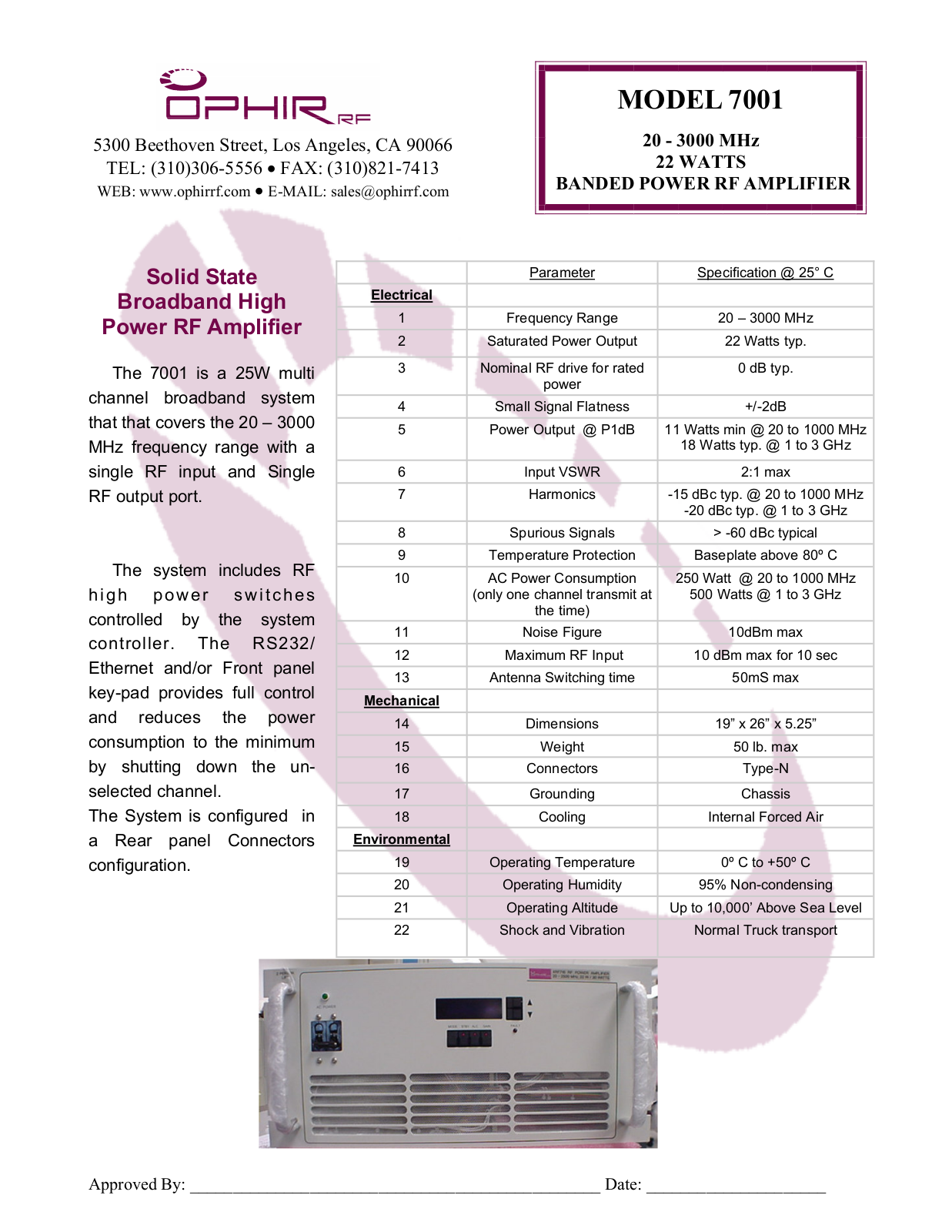 Ophir 7001 Data Sheet - ManualMachine.com