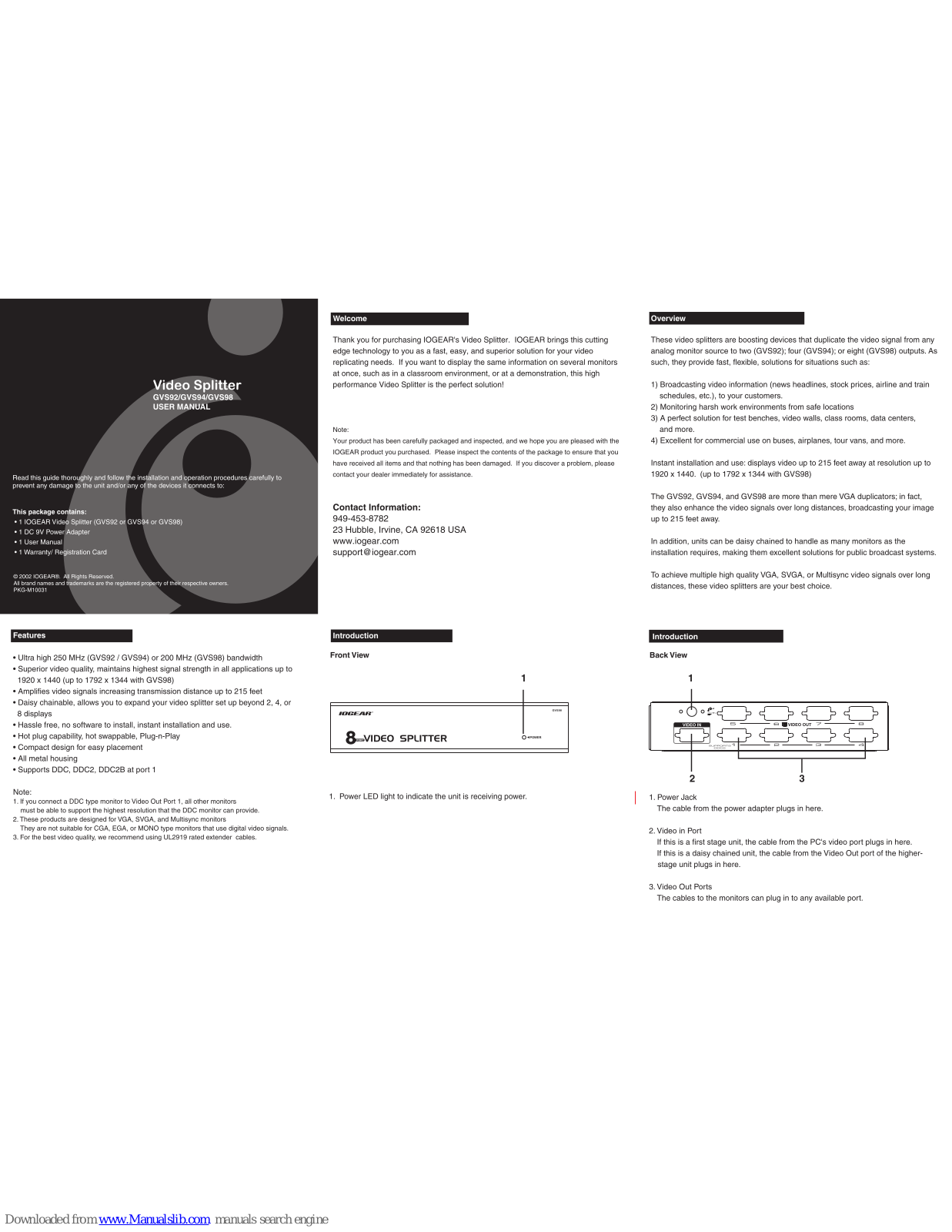 IOGear GVS98, GVS94 User Manual