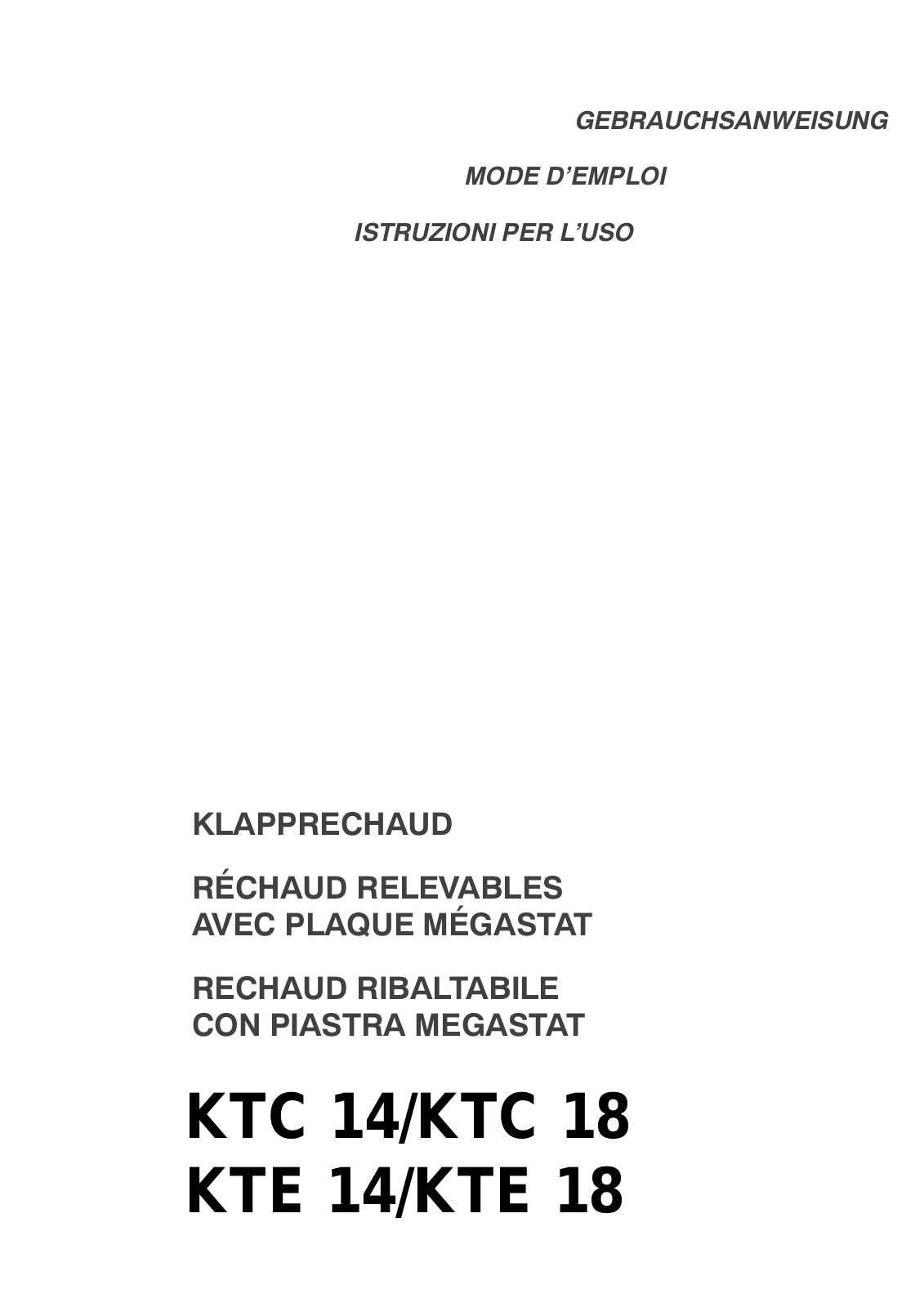 Therma KTE14, KTE18, KTC 18, KTC14 User Manual