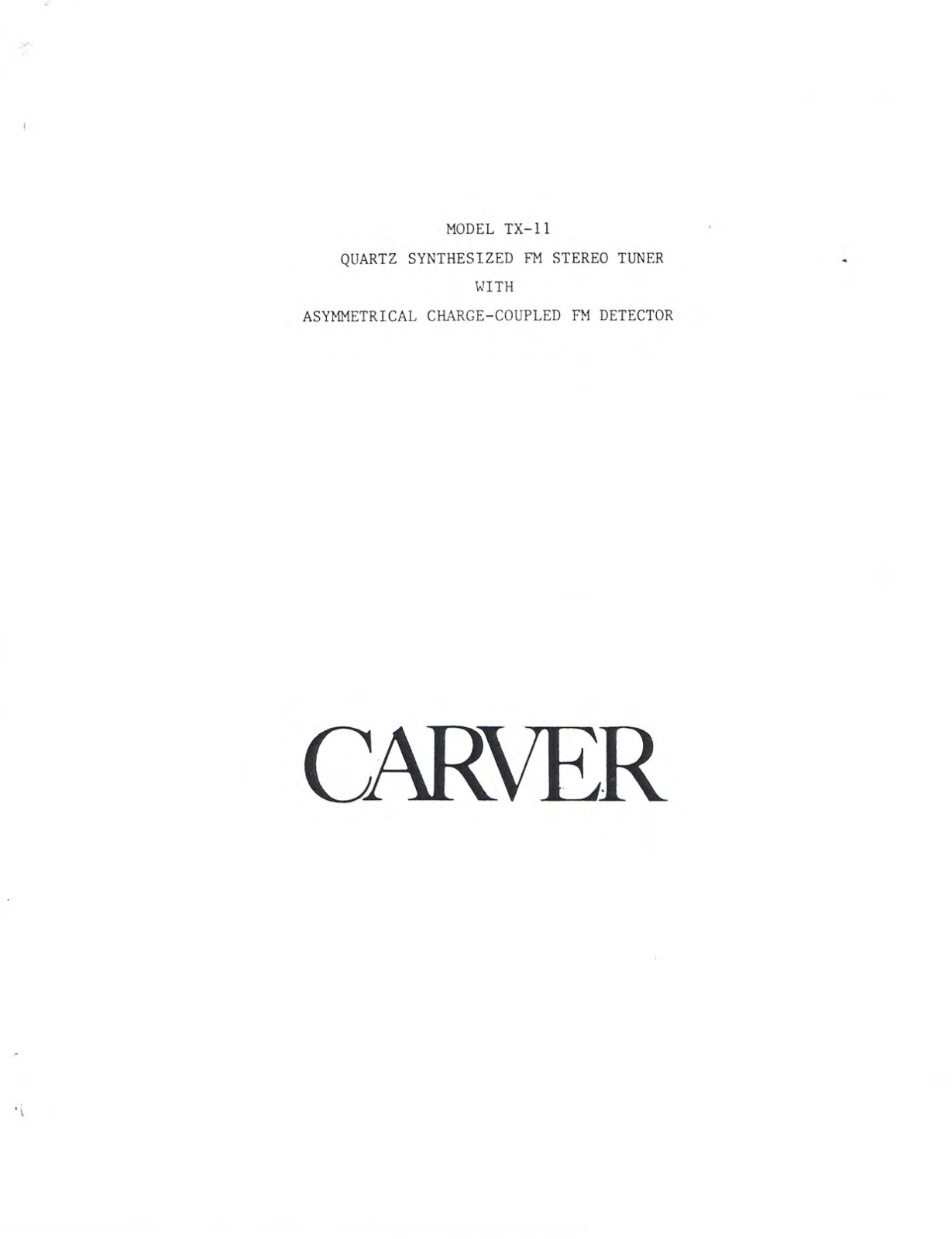 Carver TX-11 Owners manual