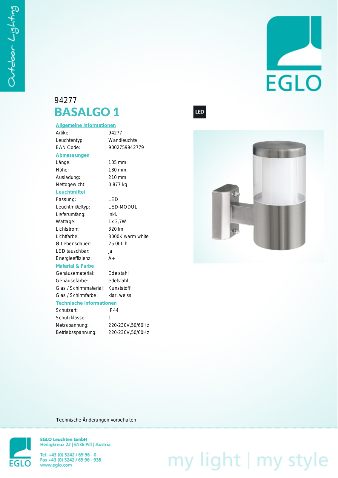 Eglo 94277 Service Manual