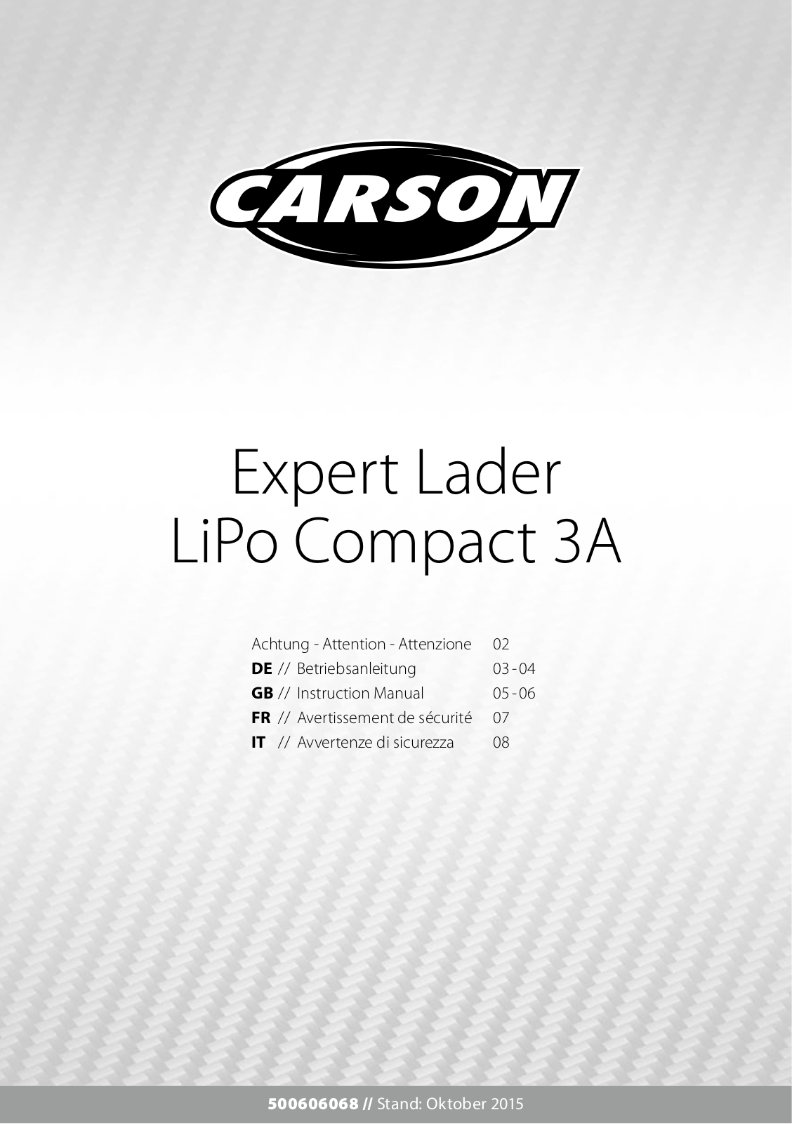 Carson Expert Lader LiPo Compact 3A Instruction Manual