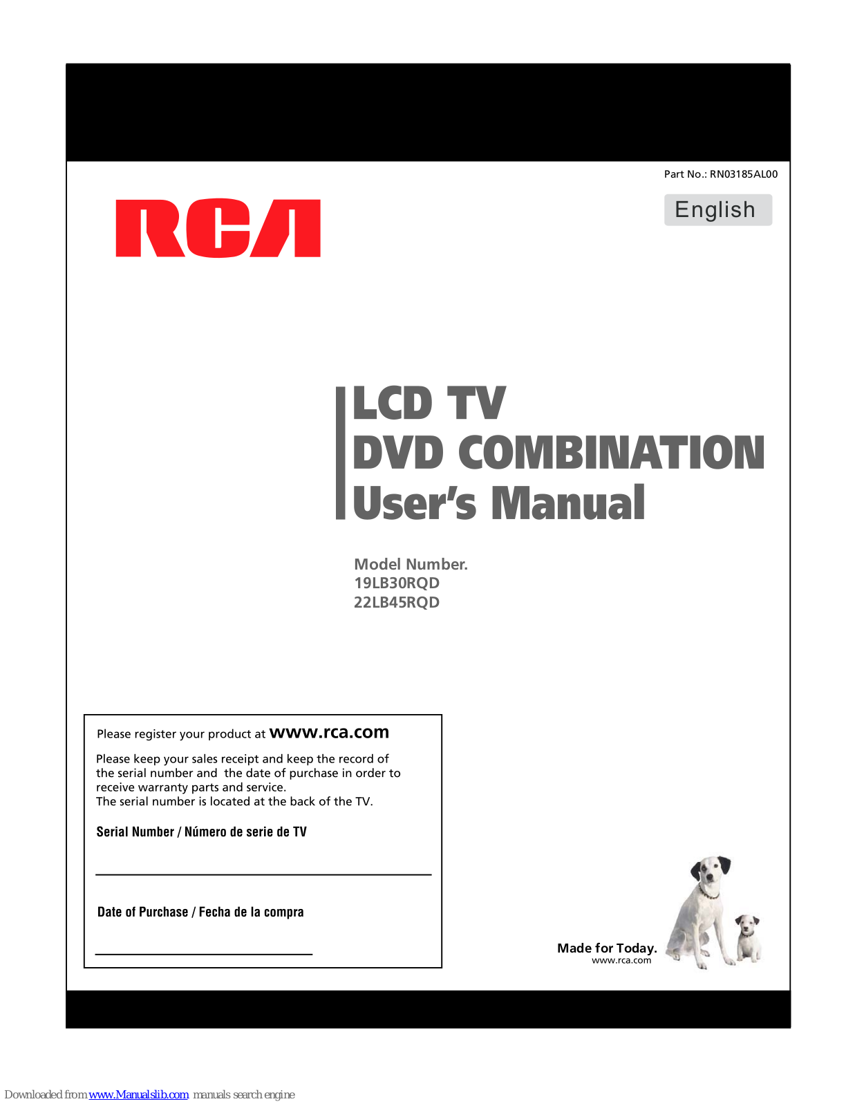 RCA 19LB30RQD, 22LB45RQD, 19LA30RQD, 22LA45RQD, LED22B45RQD User Manual