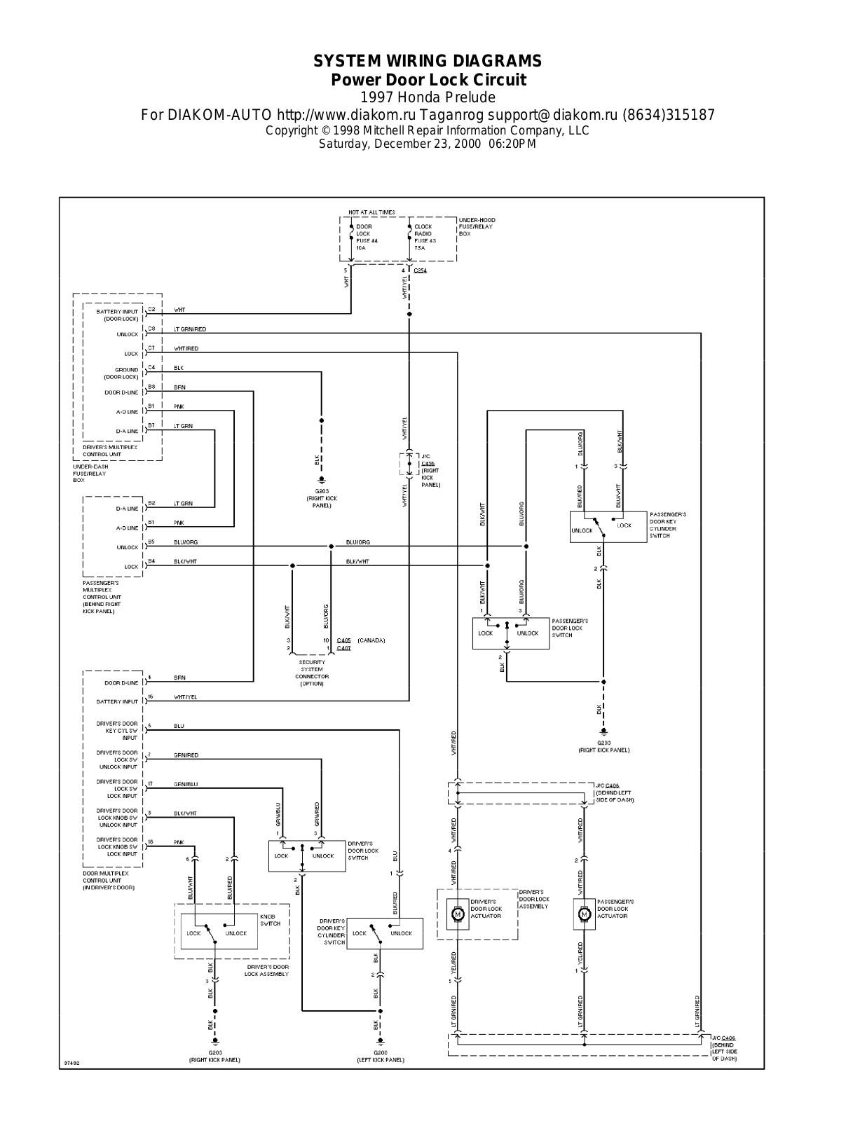 Honda Prelude 1997-1999 Wire Diagrams  17499