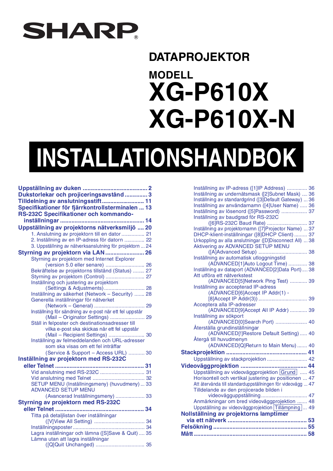 Sharp XG-P610X, XG-P610X-N User Manual