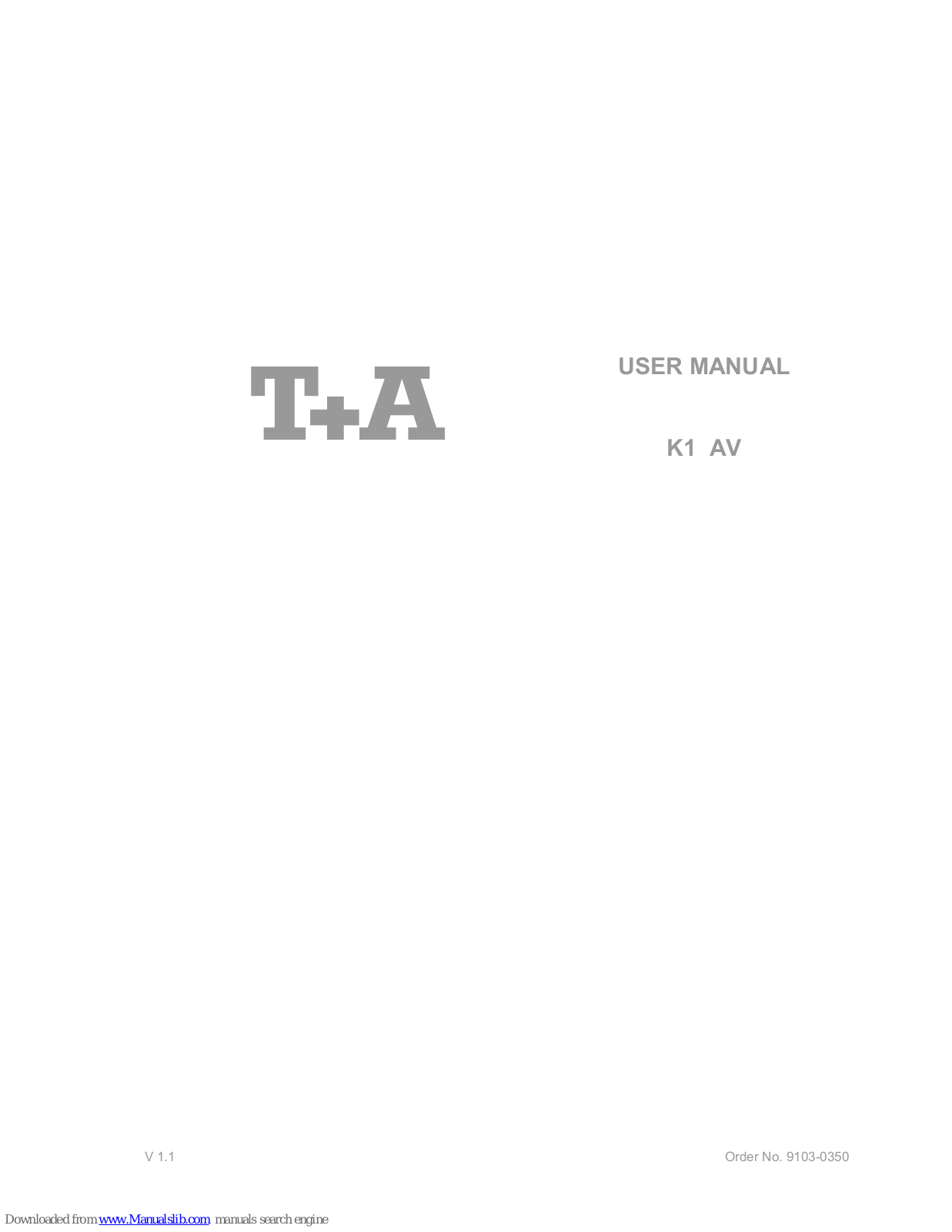 T+A K1 AV User Manual