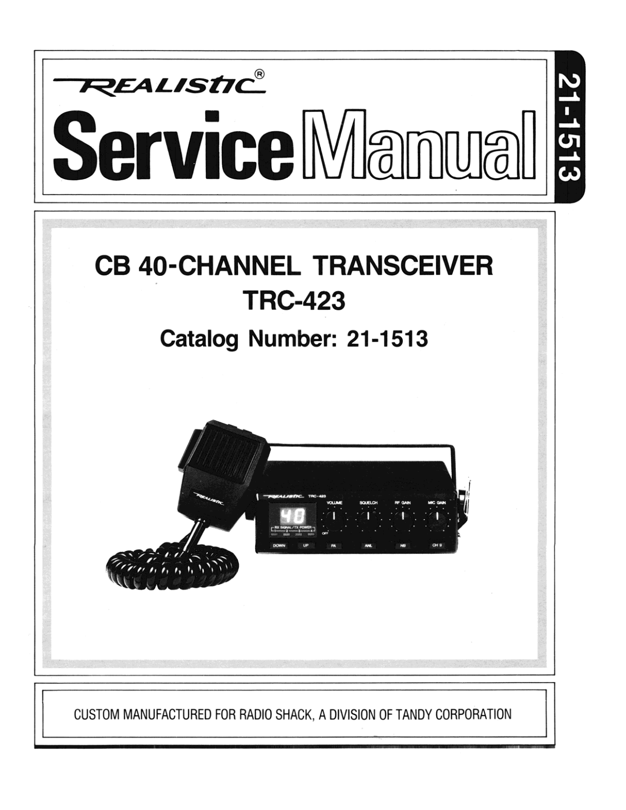 Realistic   RadioShack 21-1513 Service Manual