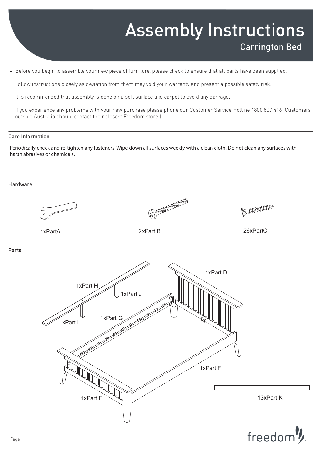 Freedom Carrington Bed Assembly Instruction