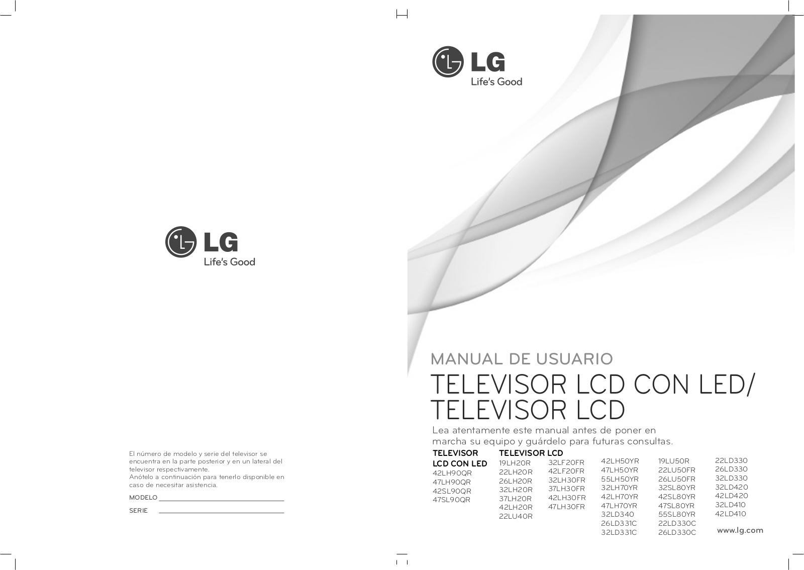 LG 22LH20R, 47LH70YR, 42LH70YR, 37LH20R, 32LH30FR Owner's Manual