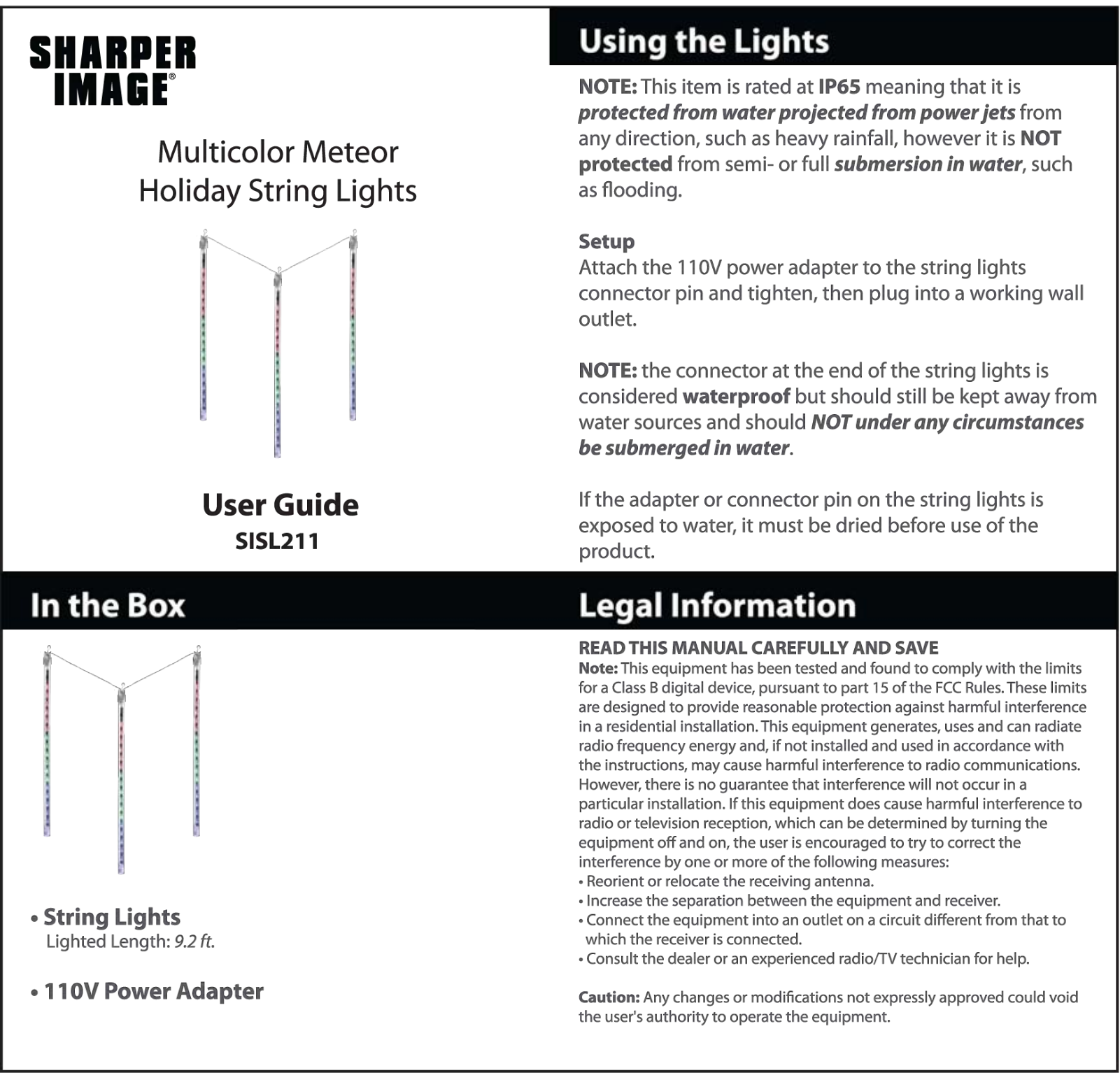 Sharper image SISL211 User Manual