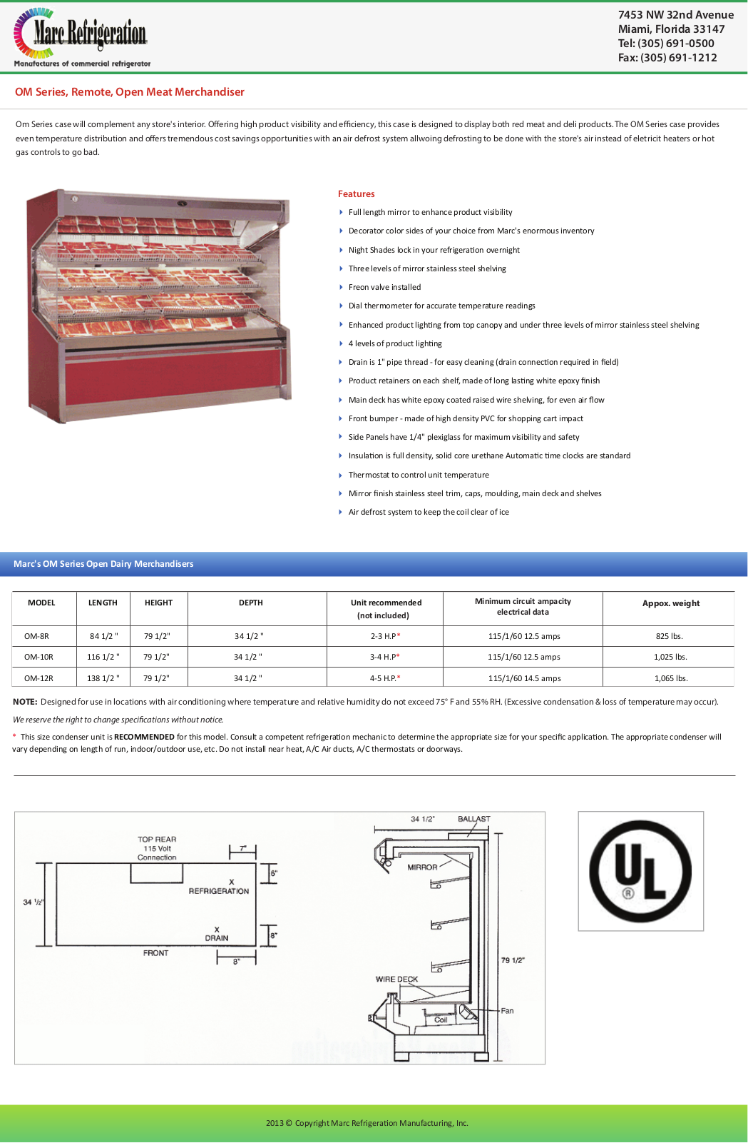 Marc Refrigeration OM-10R User Manual