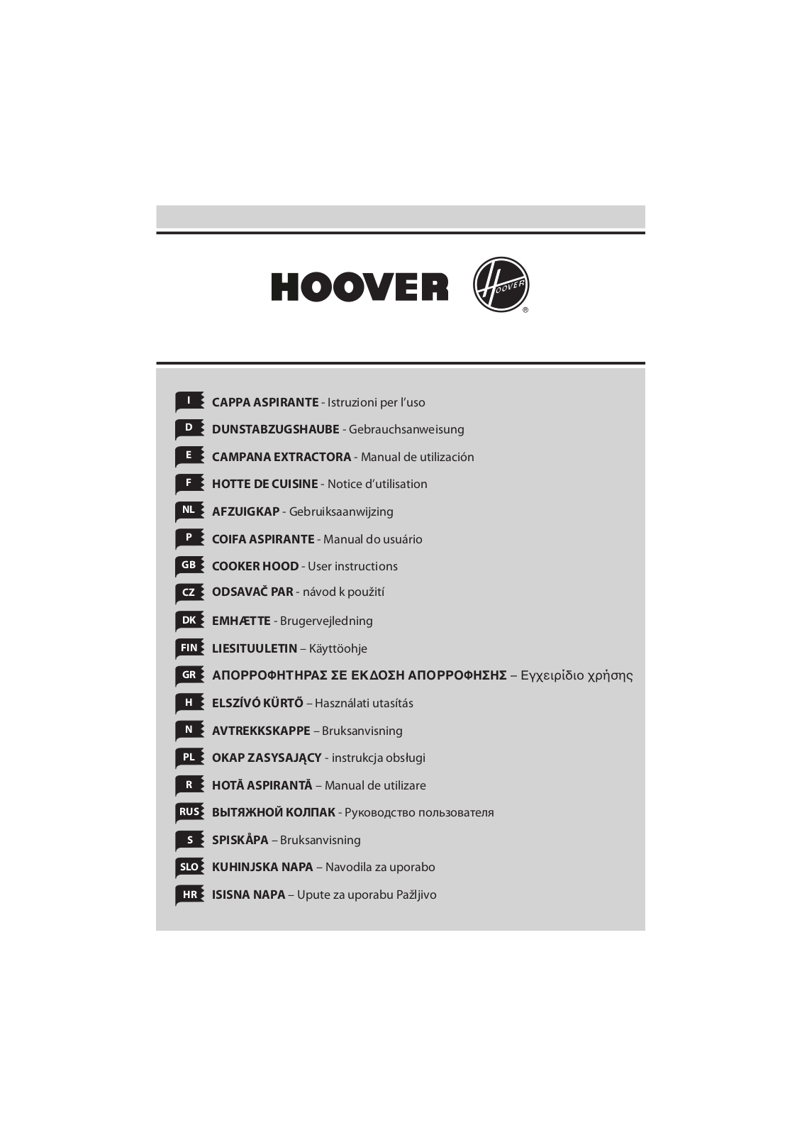 Hoover HOOD SS GLASS User Manual