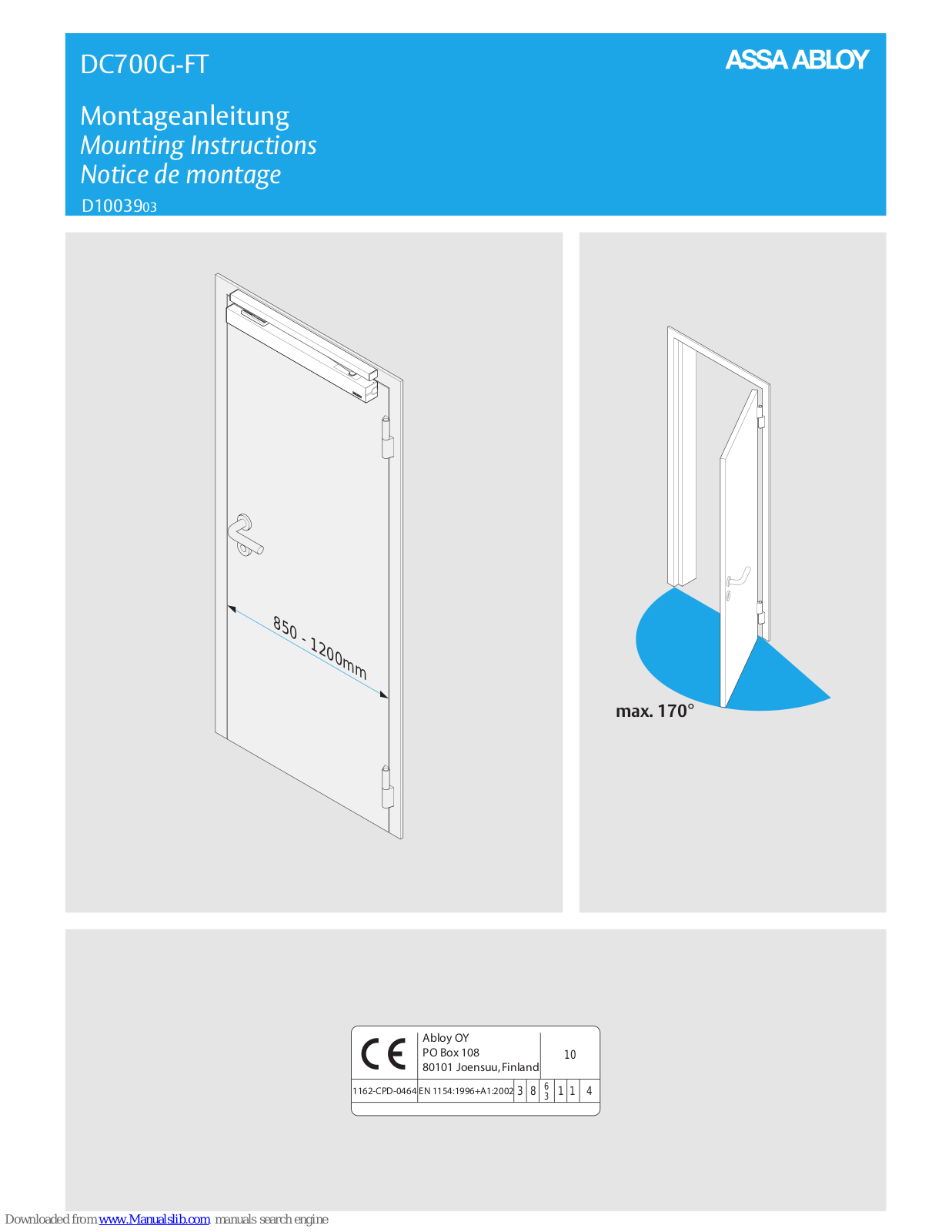 Assa Abloy DC700G-FT Mounting Instructions - ManualMachine.com