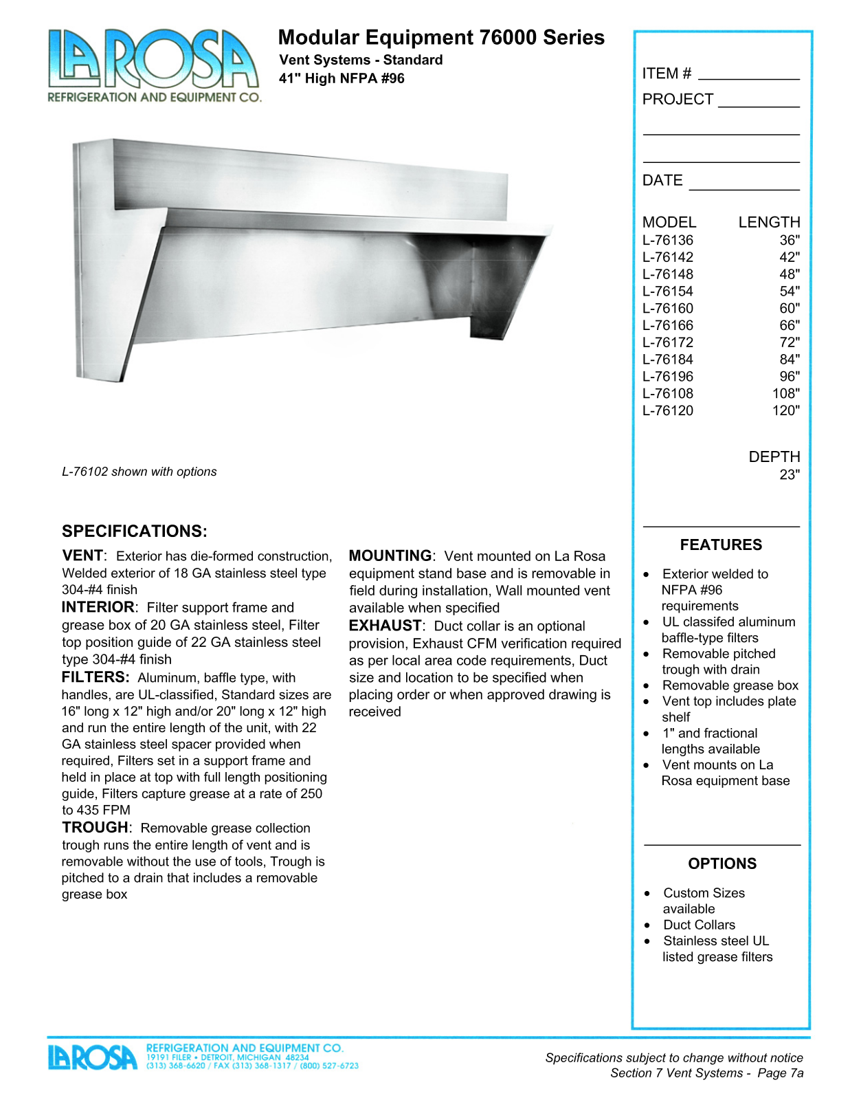 Larosa L-76120 User Manual