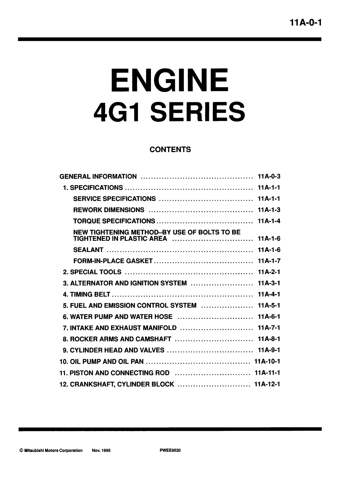 Mitsubishi 4G1 Workshop Manual