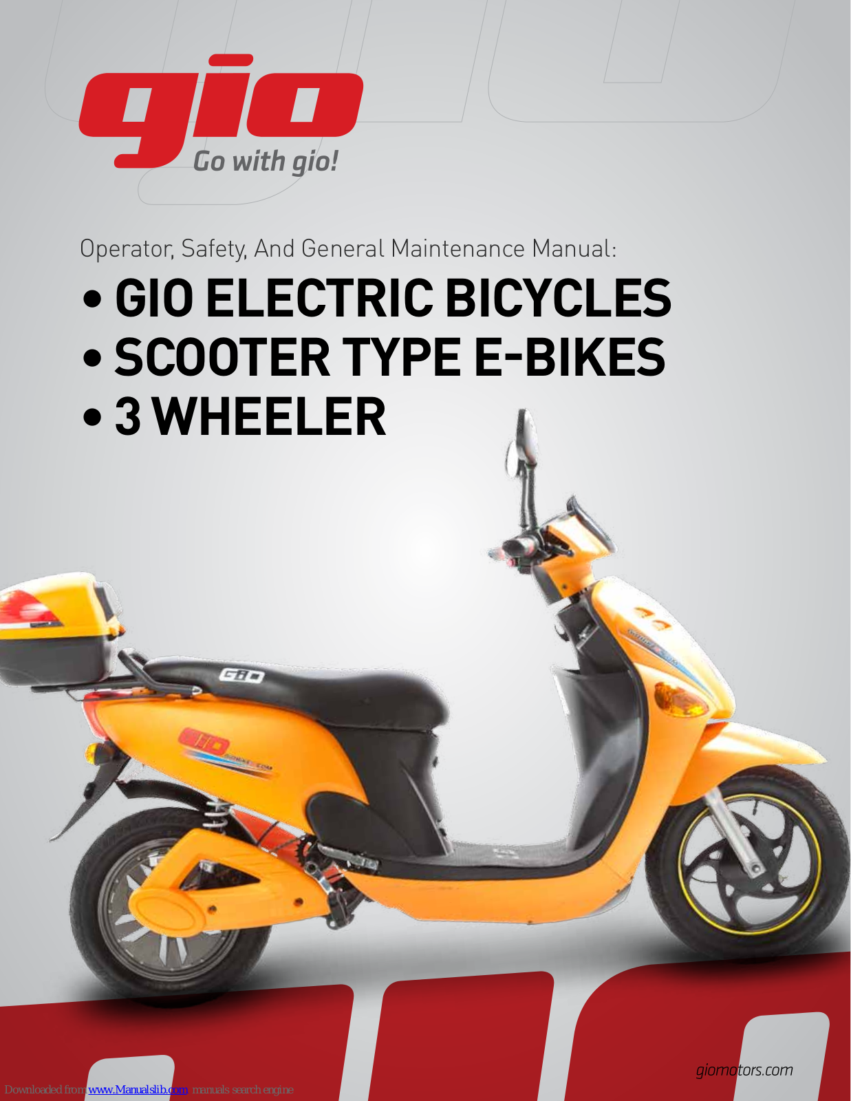 gio Electric scooter Operator, Safety, And General Maintenance Manual - ManualMachine.com