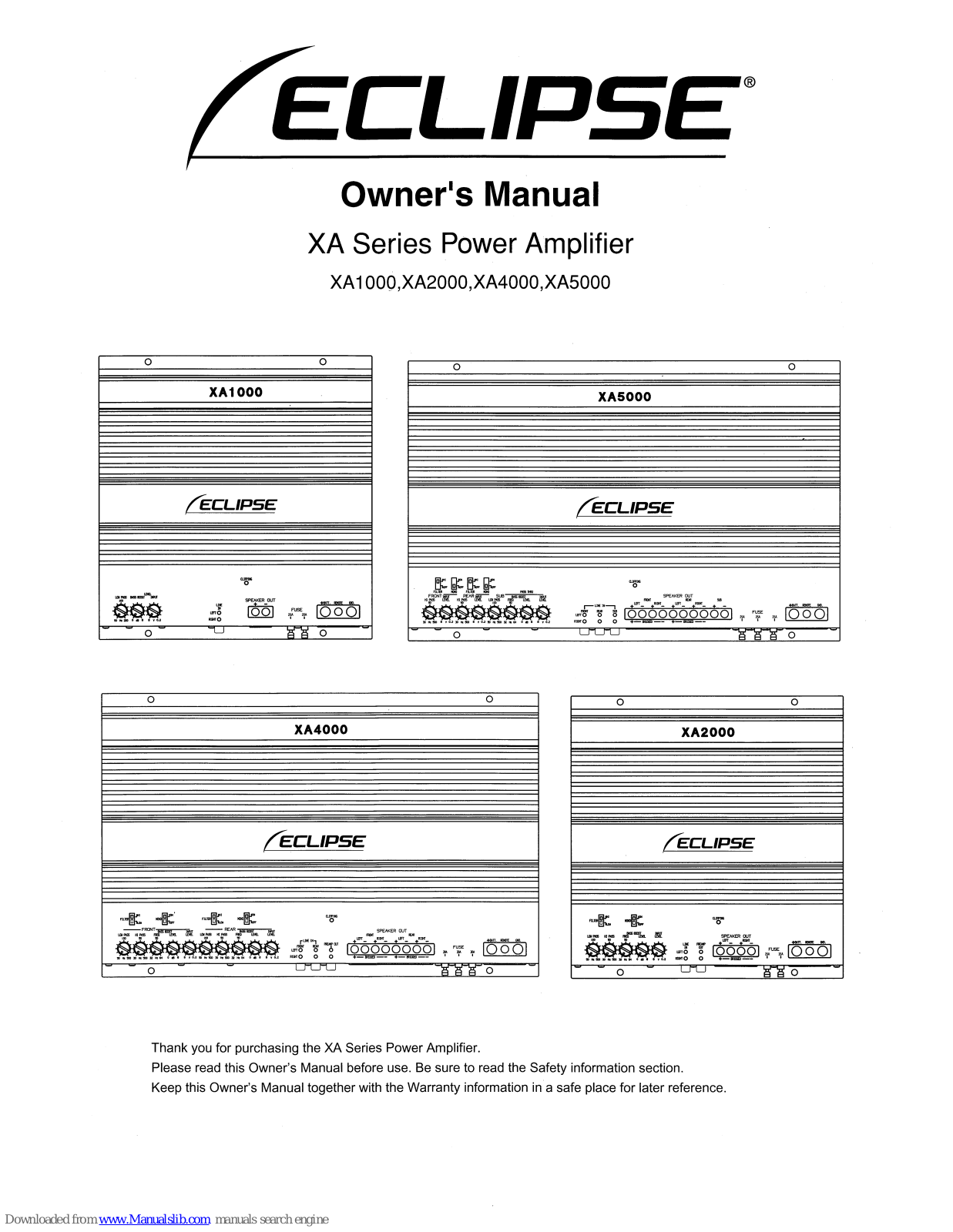 Eclipse XA1000, XA2000, XA4000, XA5000 Owner's Manual