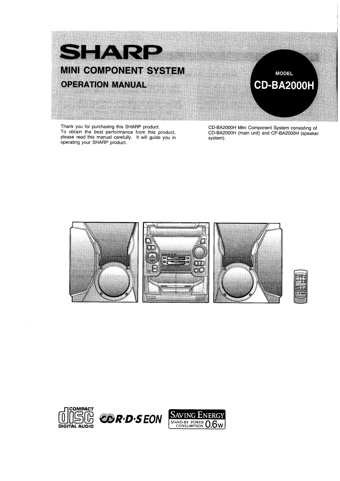 Sharp CD-BA2000H Owners Manual