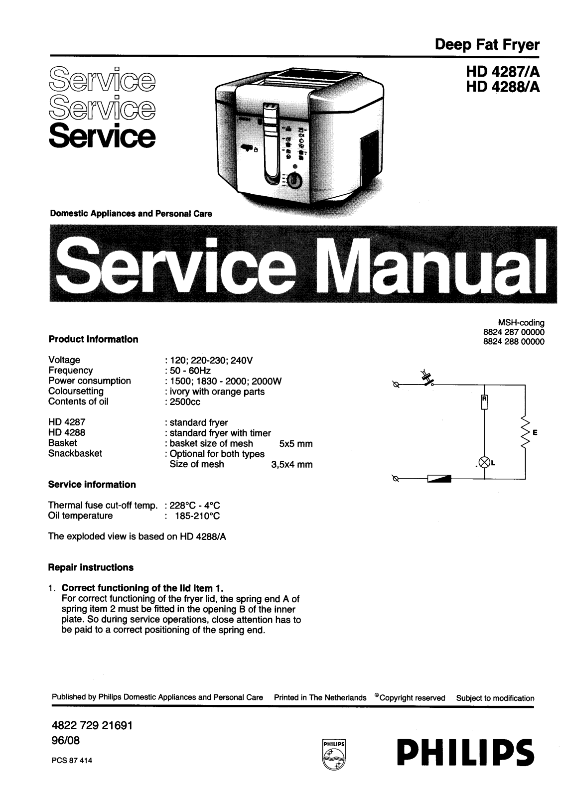 Philips HD4287A Service Manual