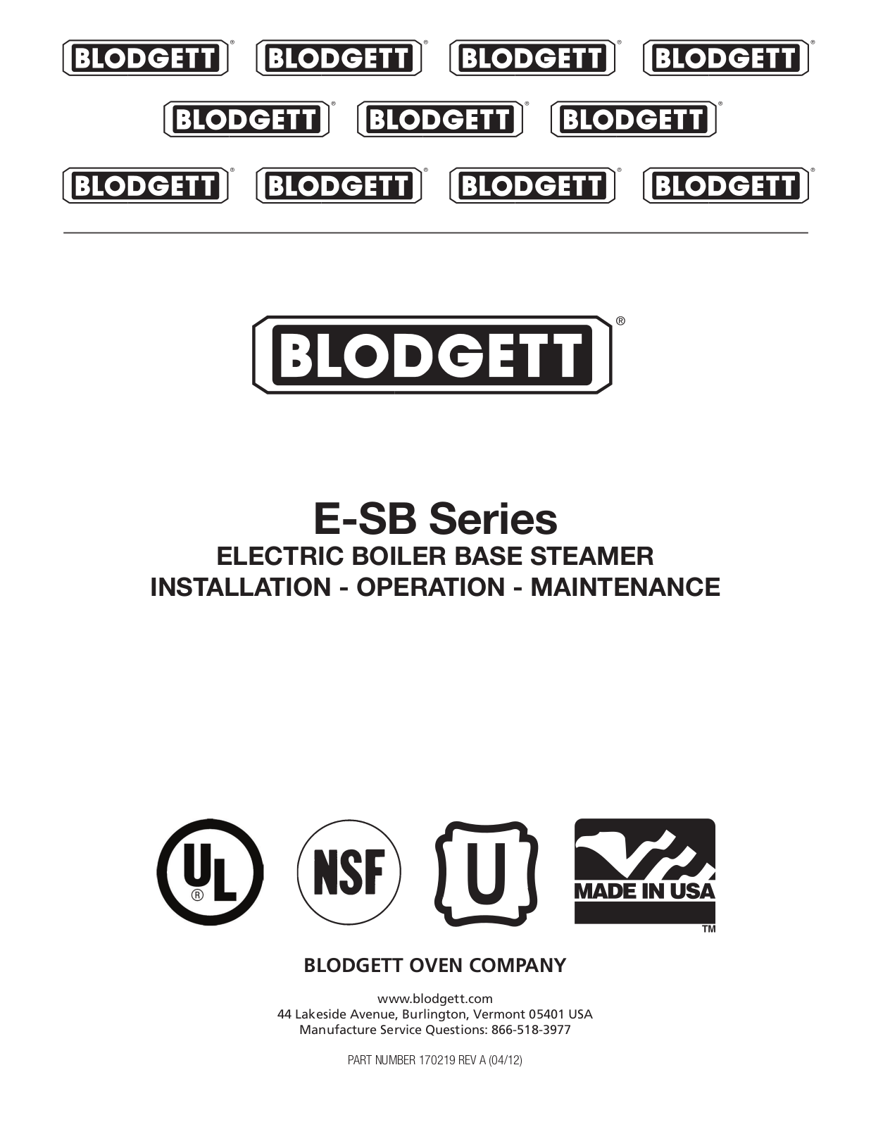 Blodgett 6E-SB Service Manual