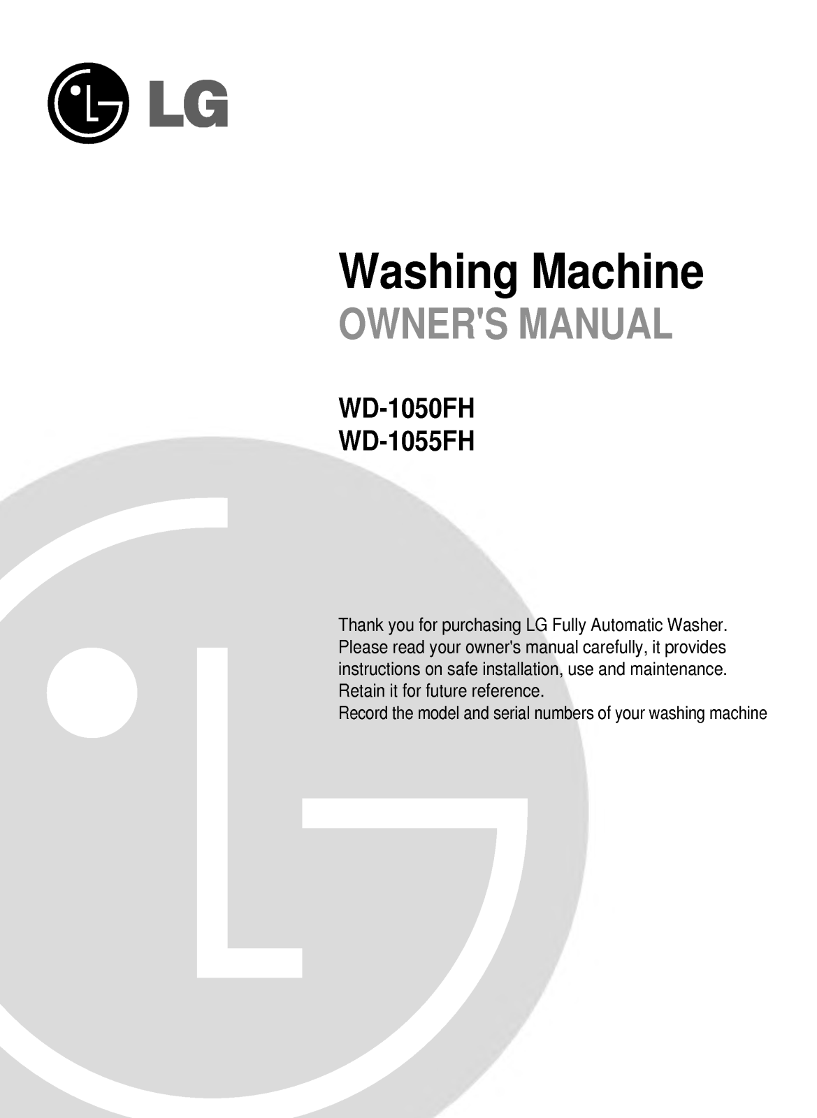 LG WD-1050FH User Manual