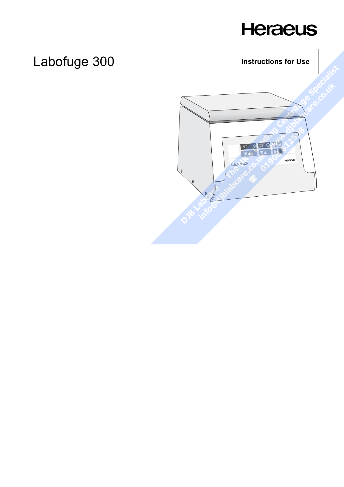 Heraeus Labofuge 300 User manual