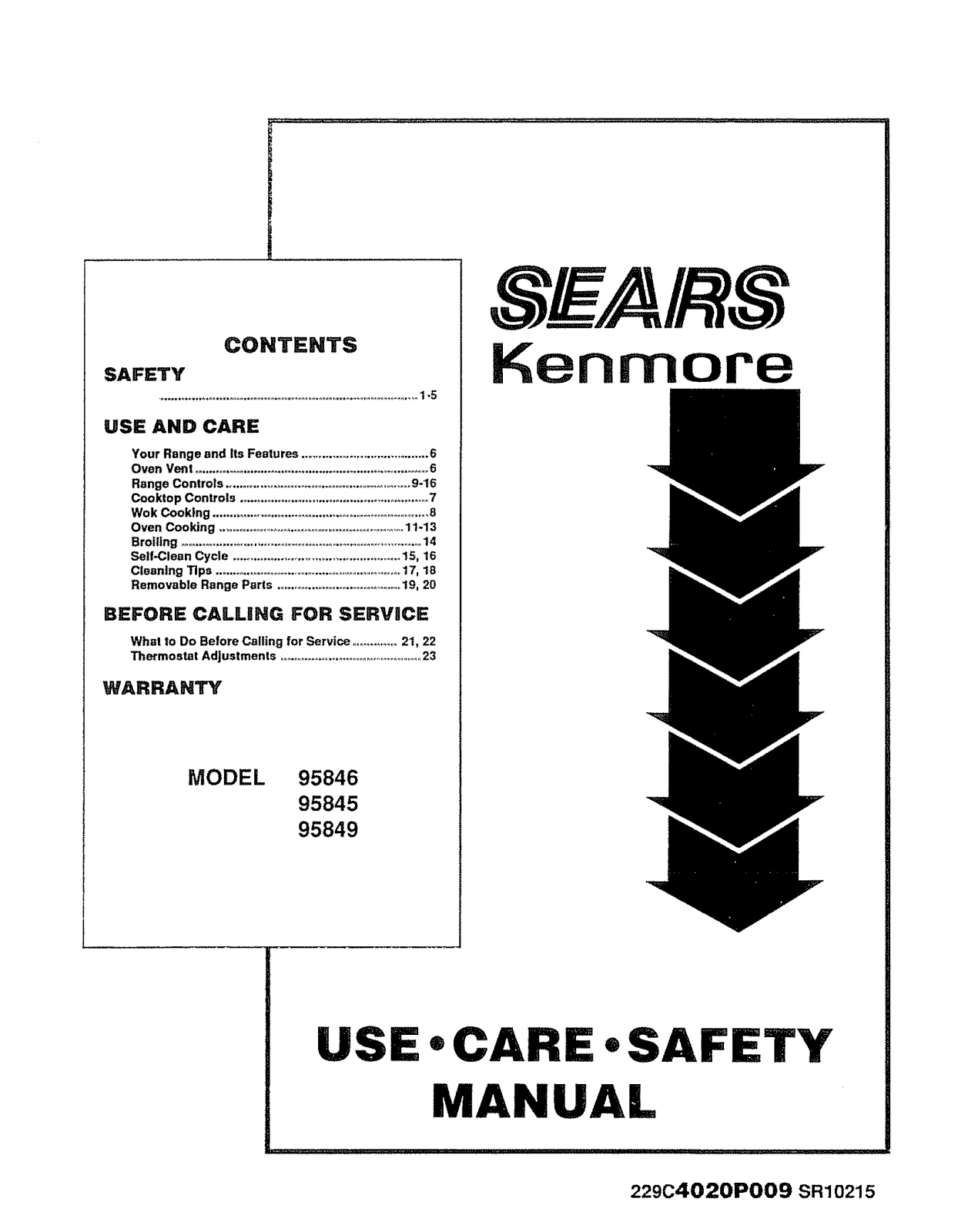 Kenmore 9119584590, 9119584591, 9119584691, 9119584991 Owner’s Manual