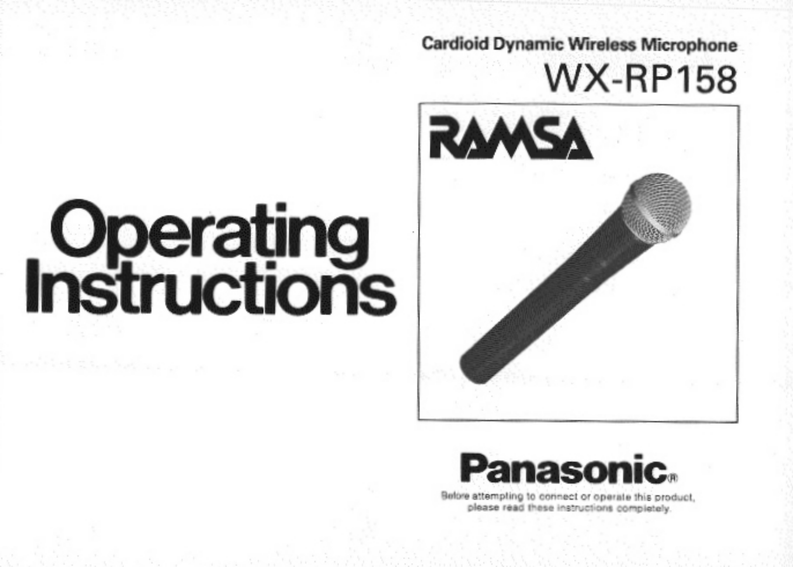 Panasonic wx-rp158 Operation Manual