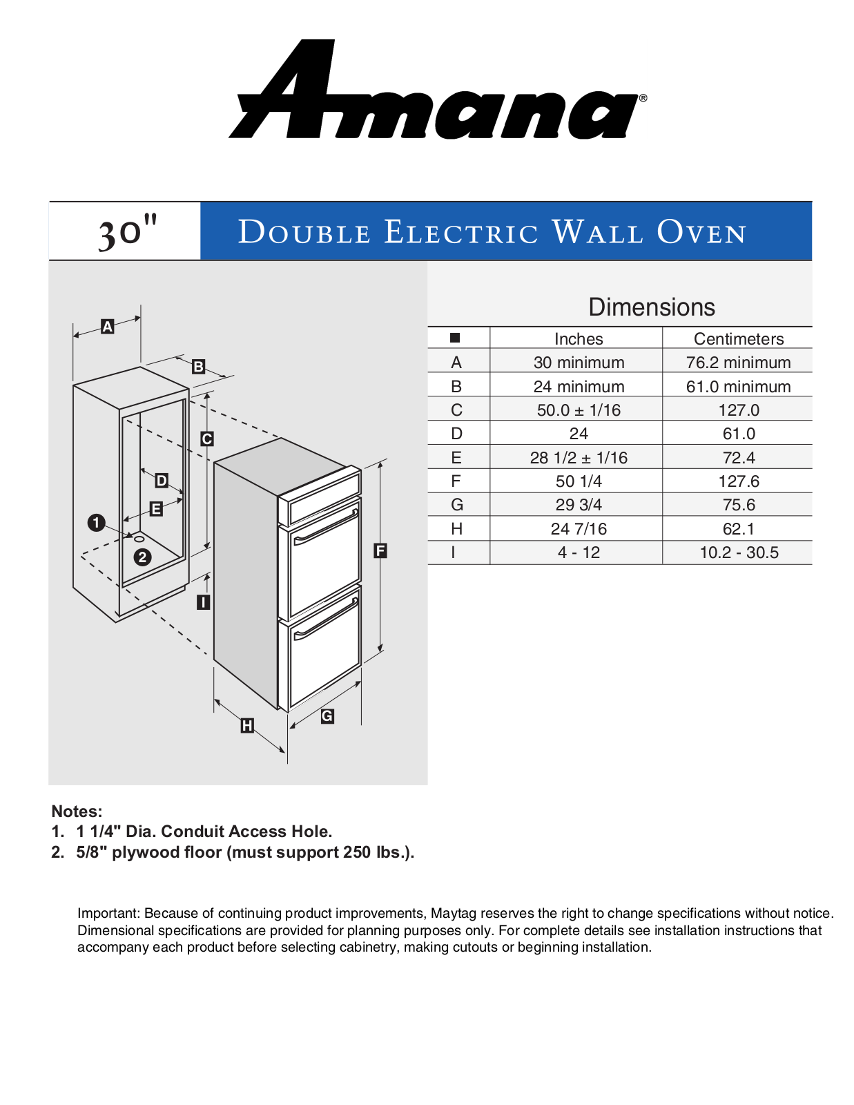 Amana AEW4630DDW, AEW4630DDS, AEW4630DDB Dimension Guide