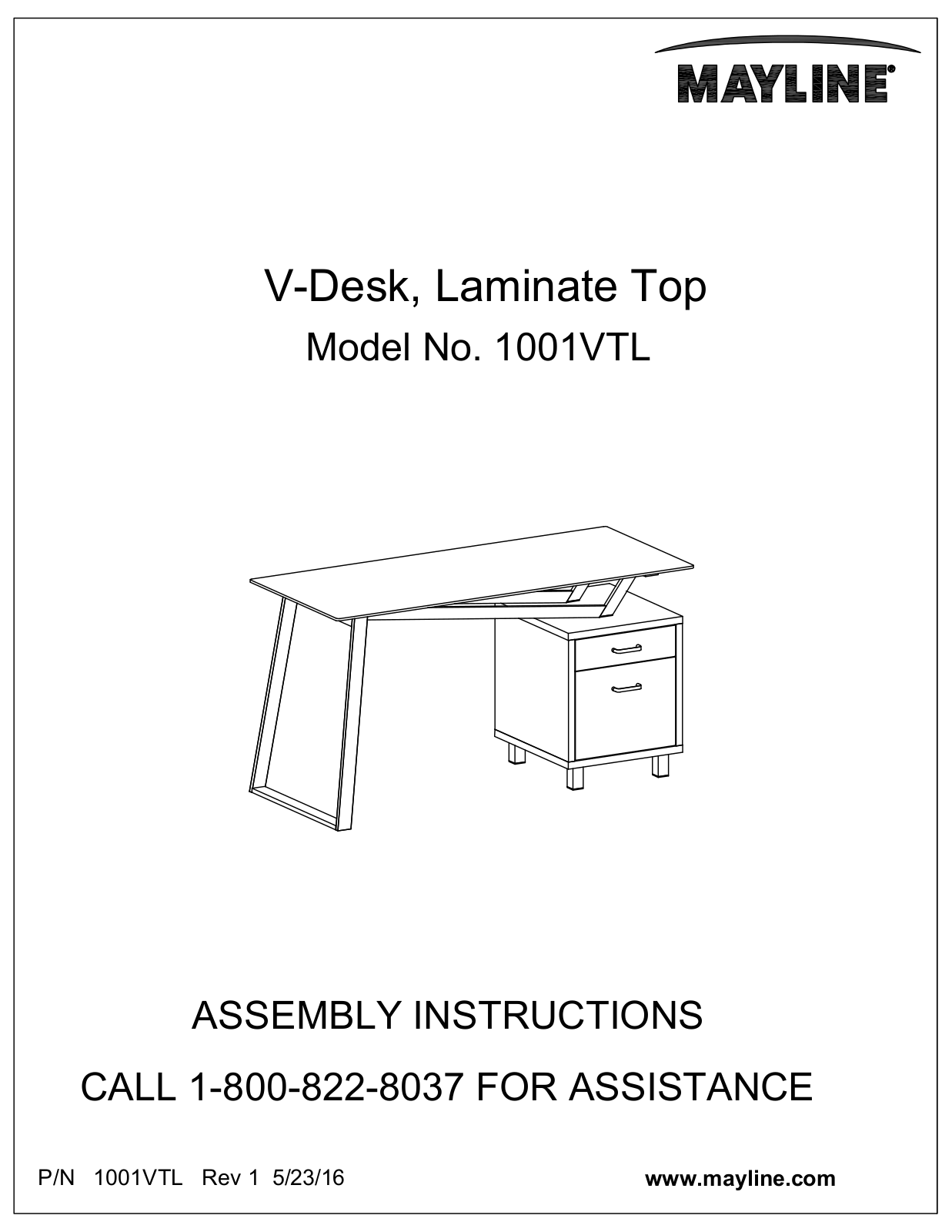 Safco 1001VLBLKM, 1001VLWHT Assembly Guide