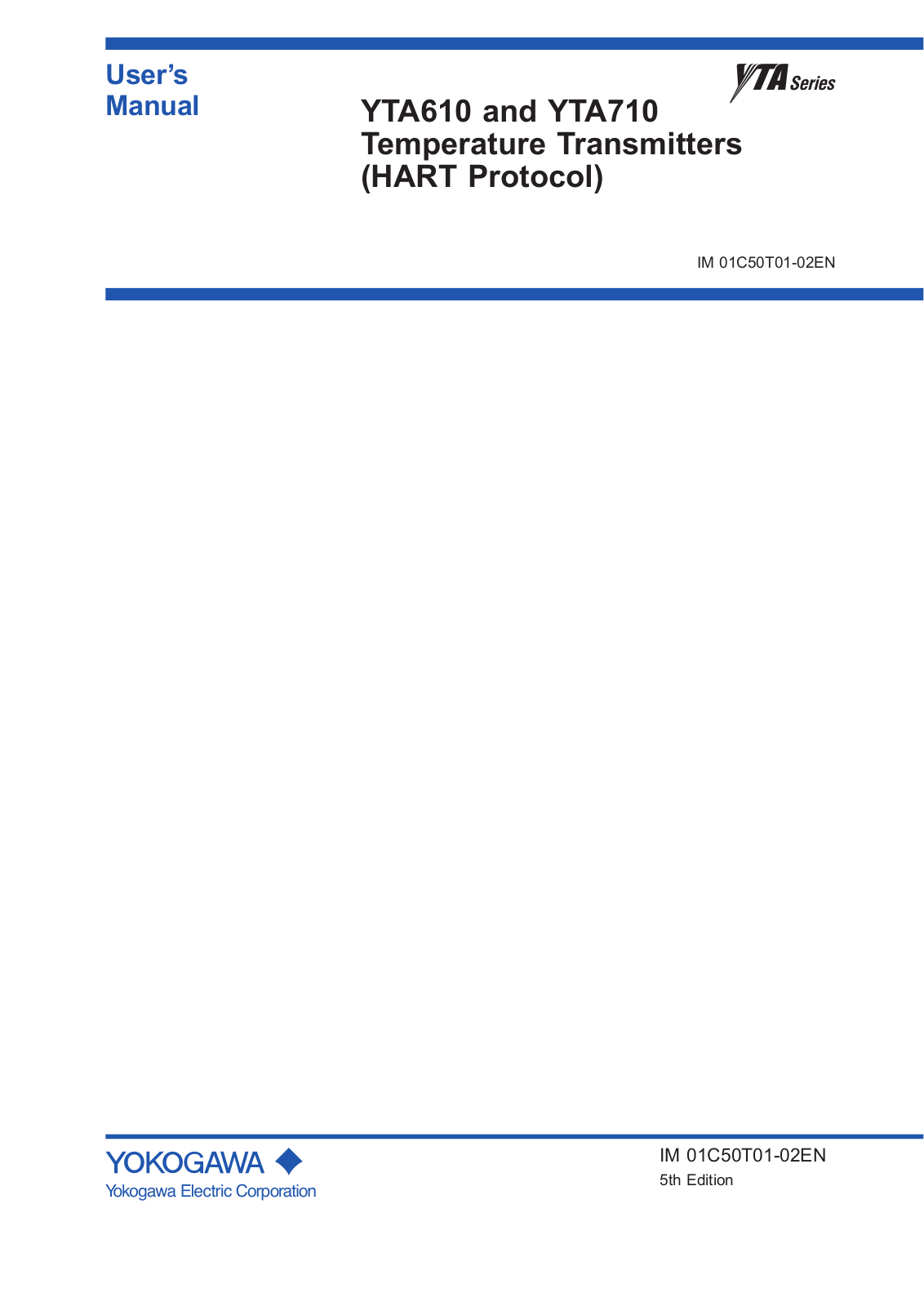 Yokogawa YTA610, YTA710 User manual