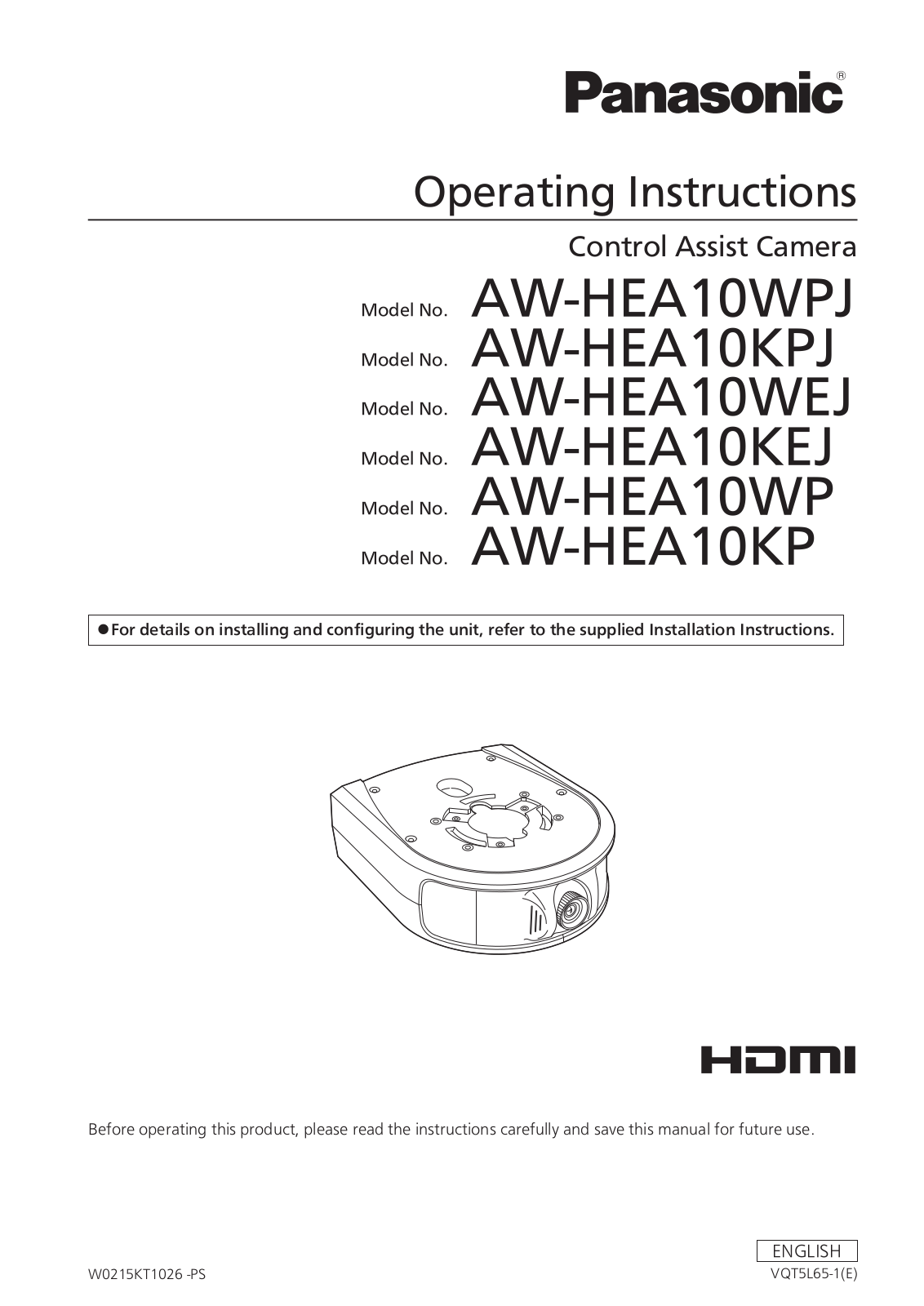 Panasonic AW-HEA10WPJ, AW-HEA10WEJ, AW-HEA10KPJ, AW-HEA10WP, AW-HEA10KEJ Operating Instructions Manual