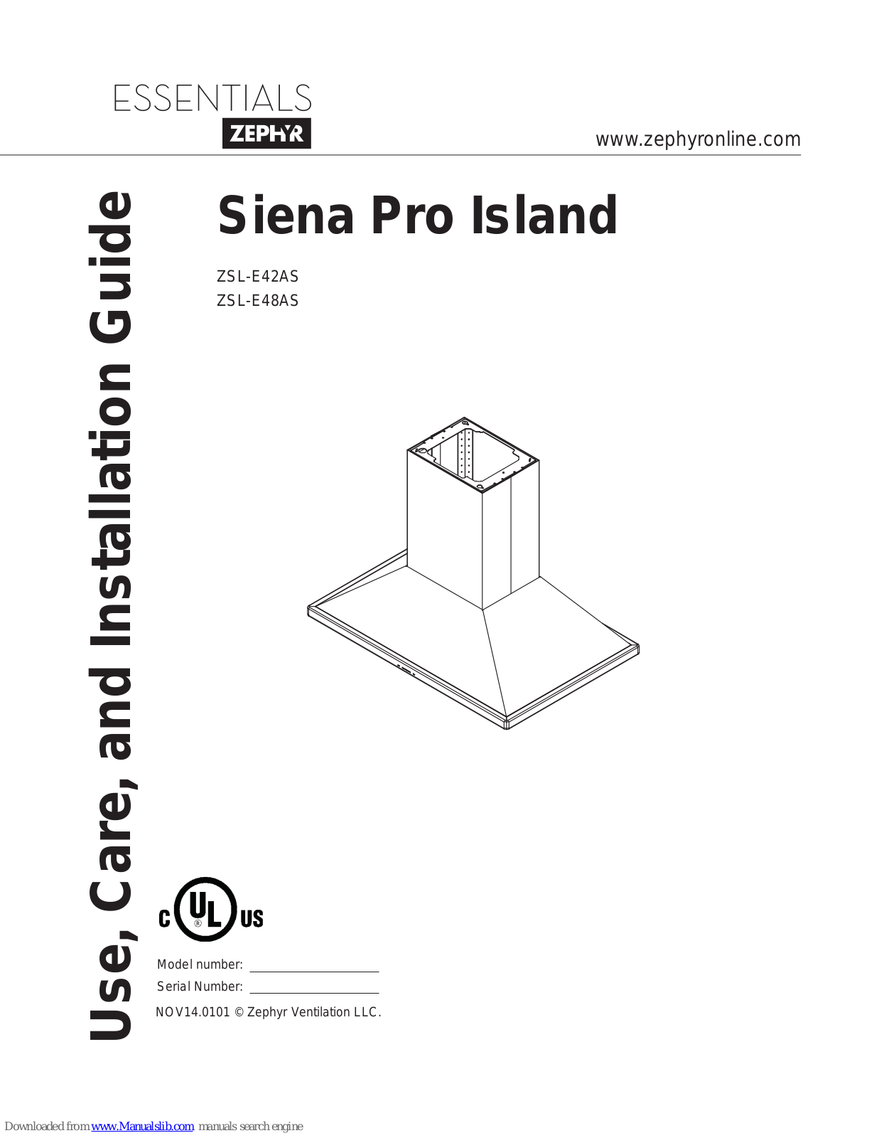 Essentials Siena Pro Island ZSL-E42AS, Siena Pro Island ZSL-E48AS Use, Care And Installation Manual - ManualMachine.com