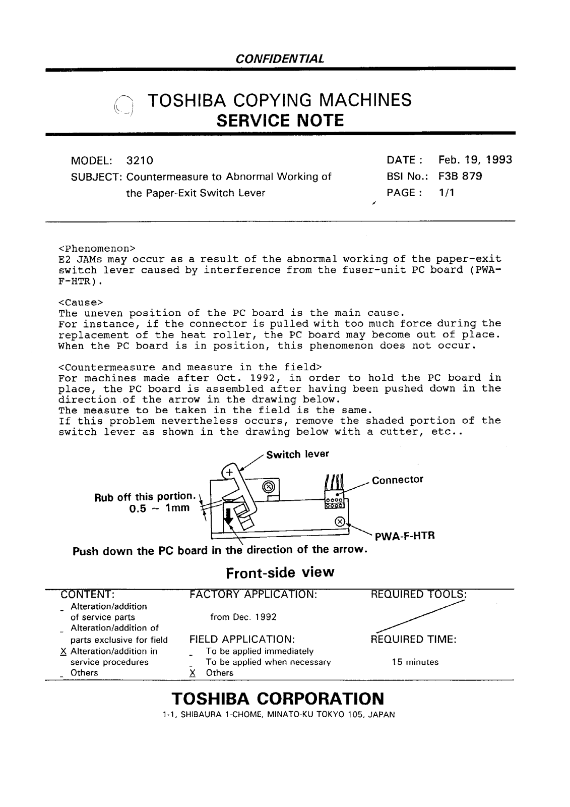 Toshiba f3b879 Service Note