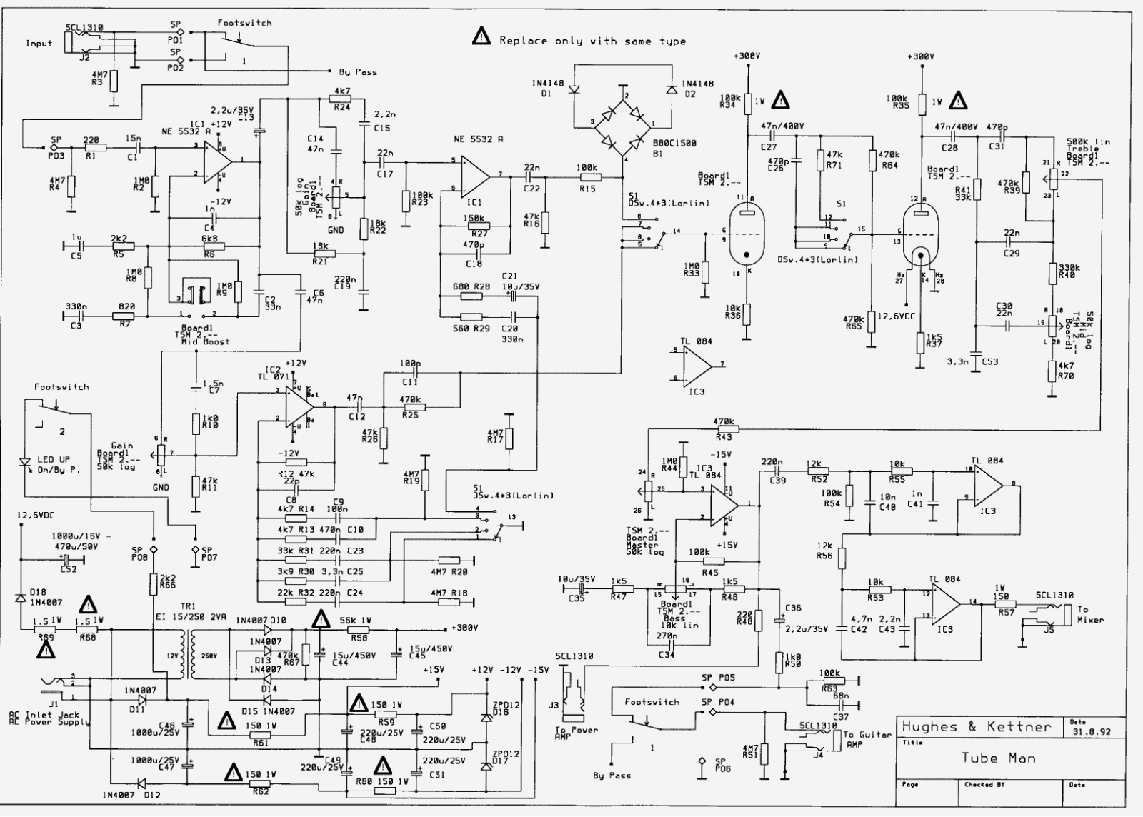 Hughes Kettner Tubeman 92 Schematic