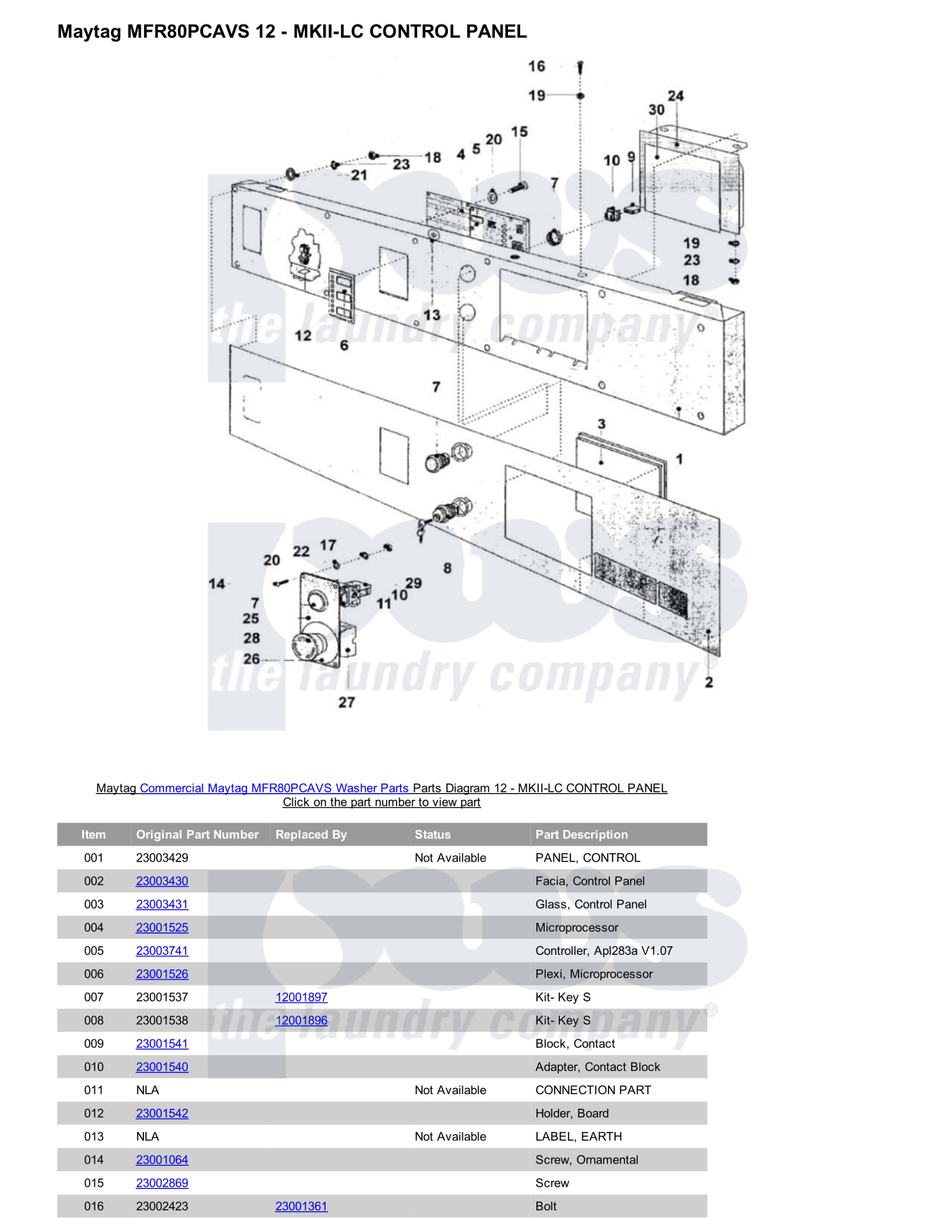 Maytag MFR80PCAVS Parts Diagram