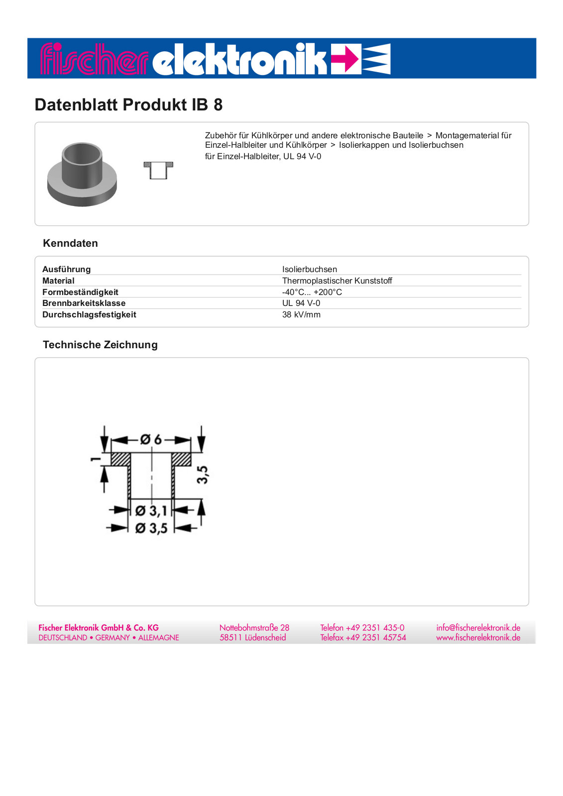FISCHER ELEKTRONIK IB 8 Datasheet - ManualMachine.com