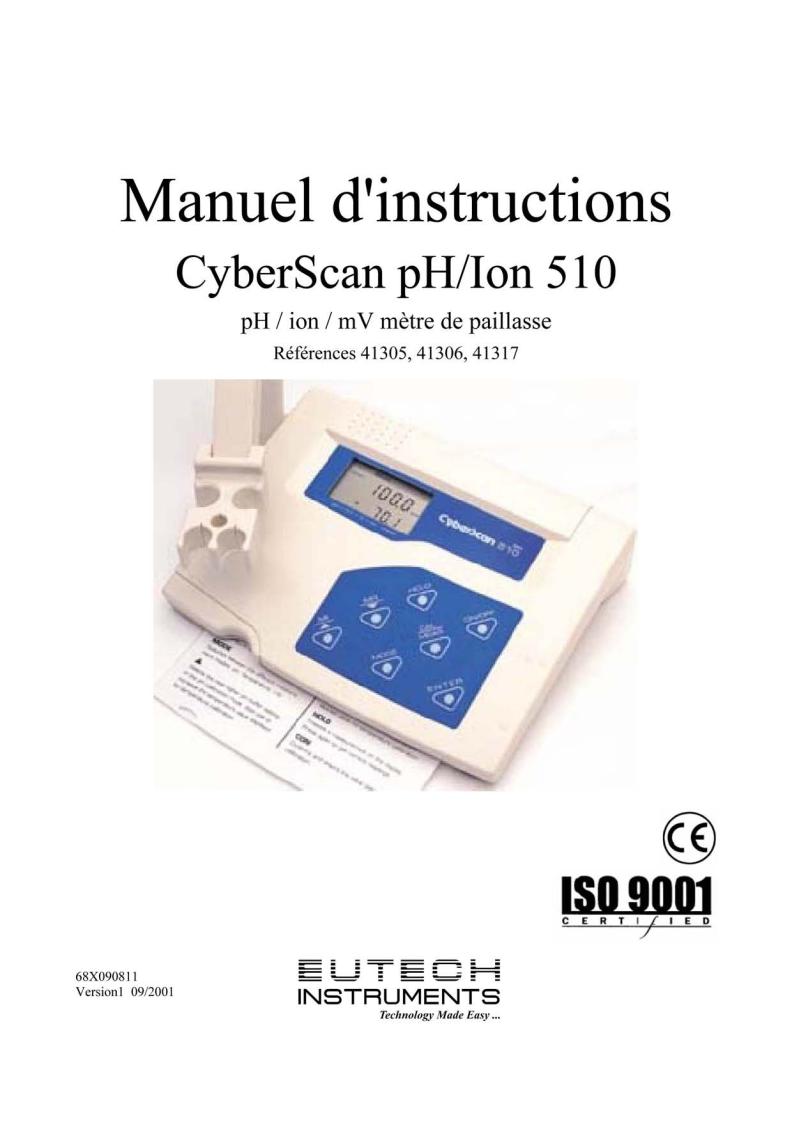 Eutech Instruments CYBERSCAN PH ION 510 User Manual