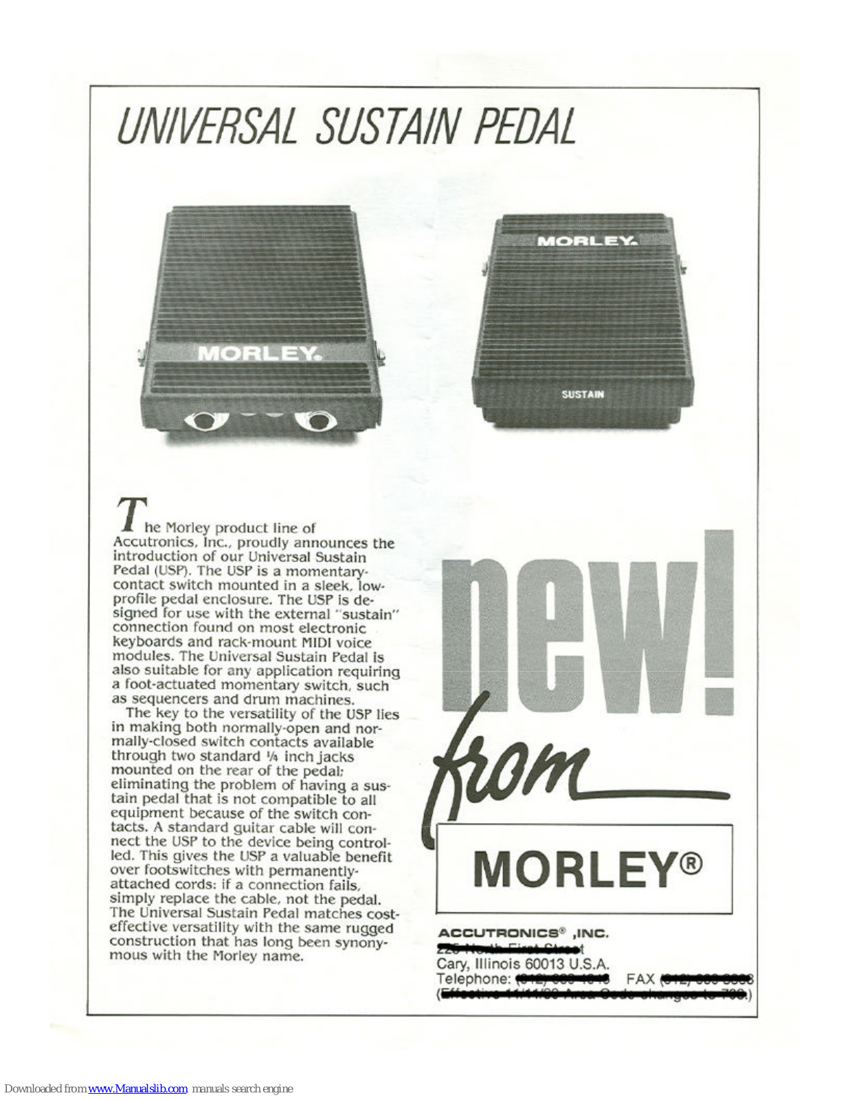 MORLEY PEDALS USP1, USP, Universal Sustain Pedal User Manual