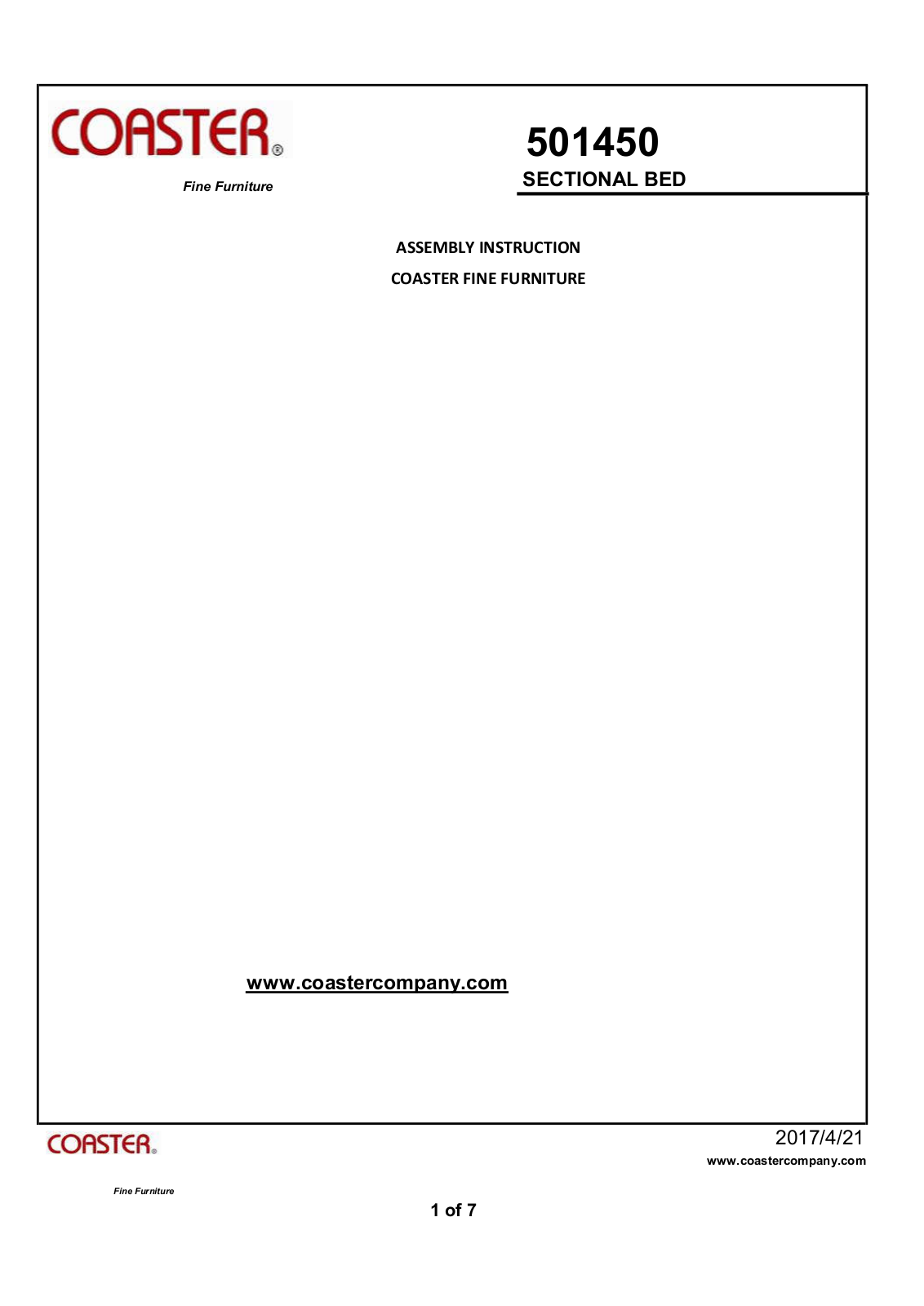 Coaster 501450 Assembly Guide - ManualMachine.com