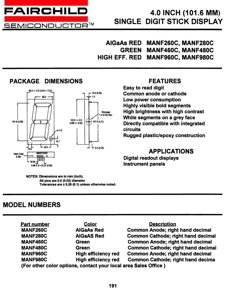 Fairchild Semiconductor MANF960C, MANF480C, MANF460C, MANF280C, MANF260C Datasheet