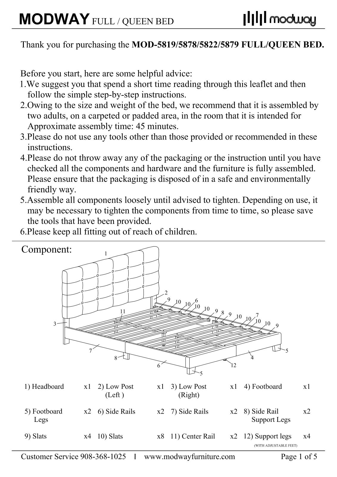 Modway MOD5994WHI Assembly Guide