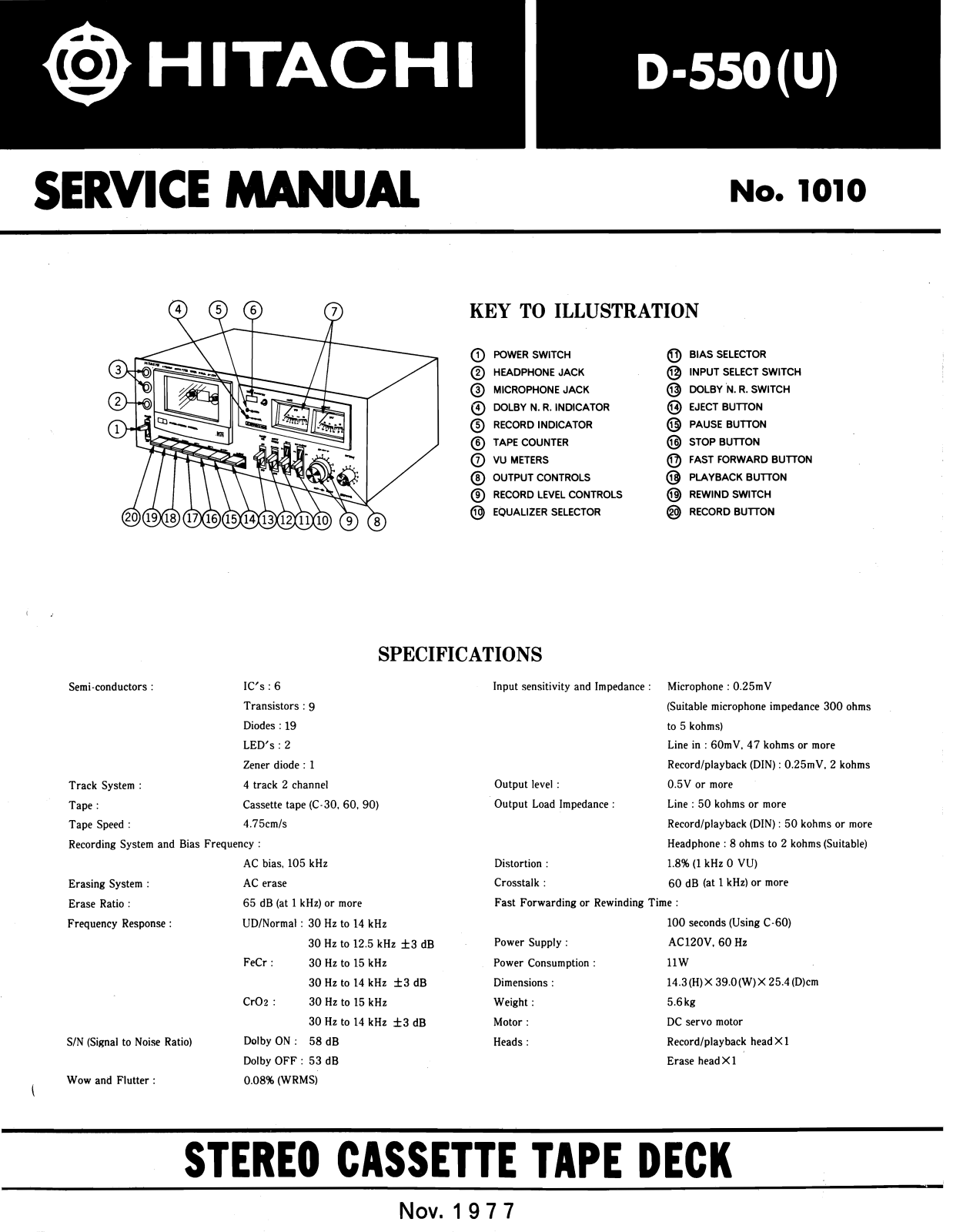 Hitachi D-550-U Service Manual