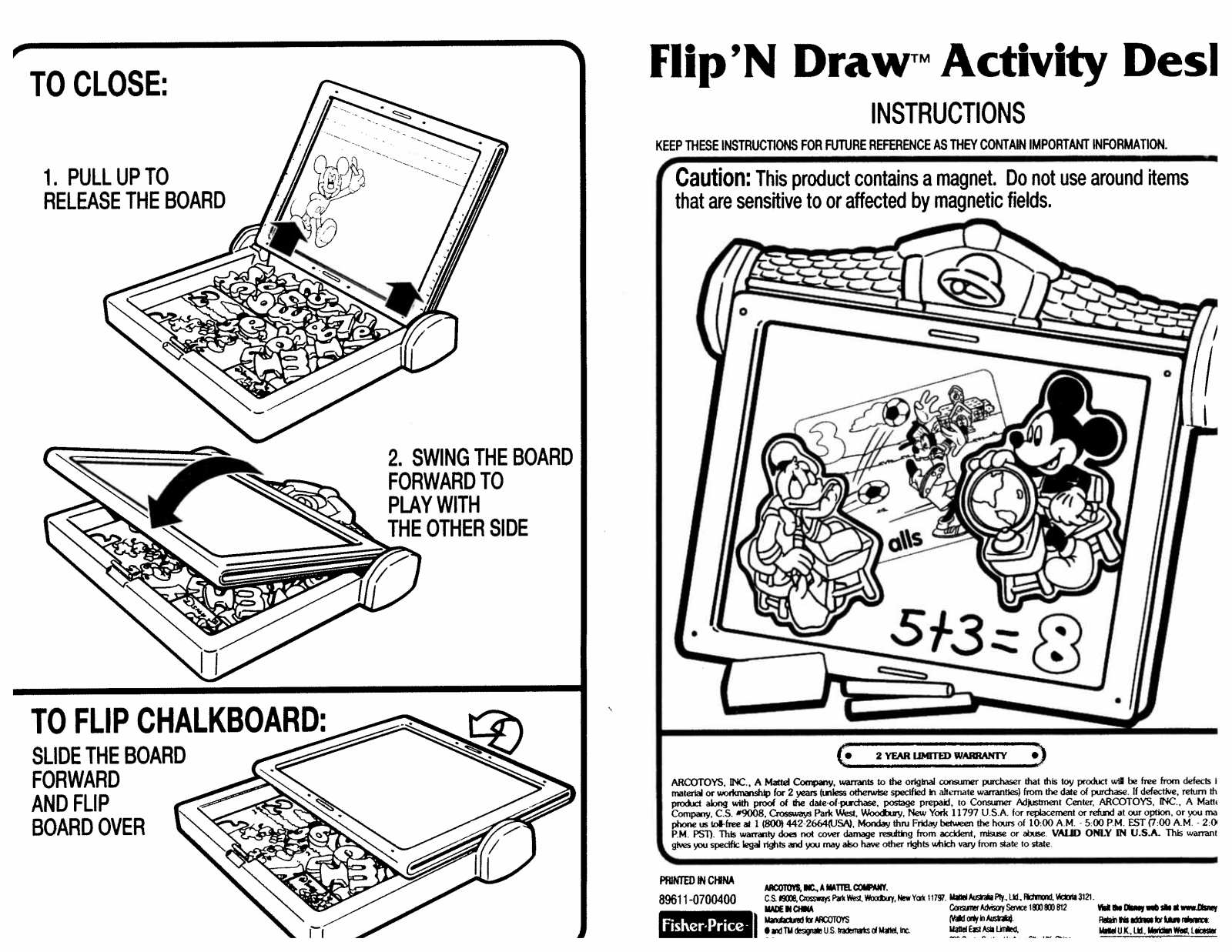 Fisher-Price 89611 Instruction Sheet